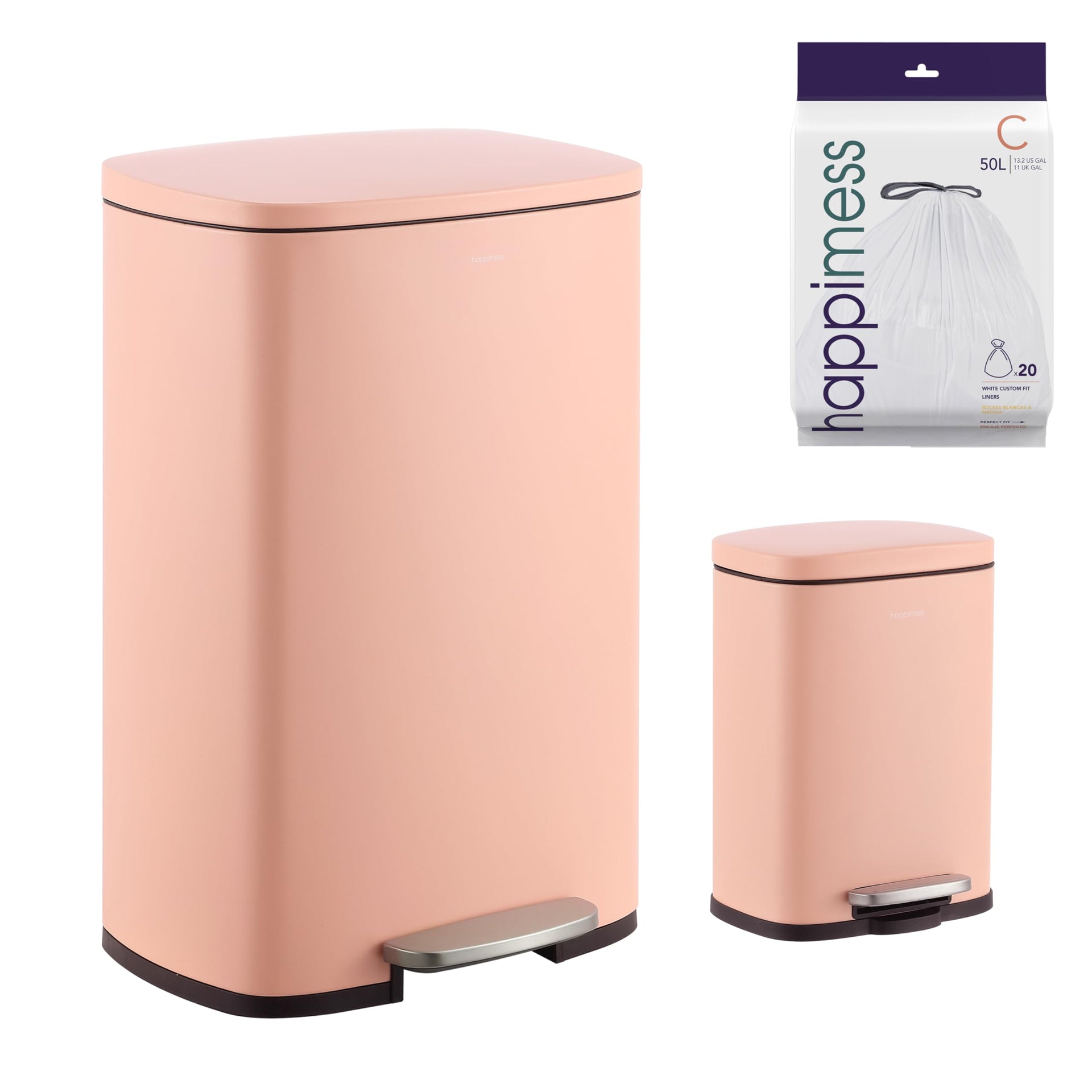 Connor 2 Piece Iron Trash Can (2 Count)