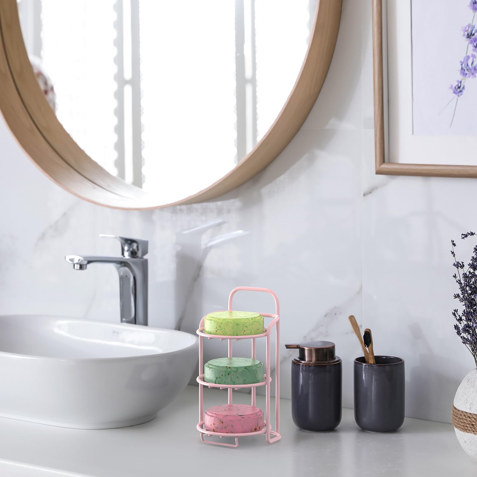 Pink 3 Tier Shower Soap Shampoo Bar Holder