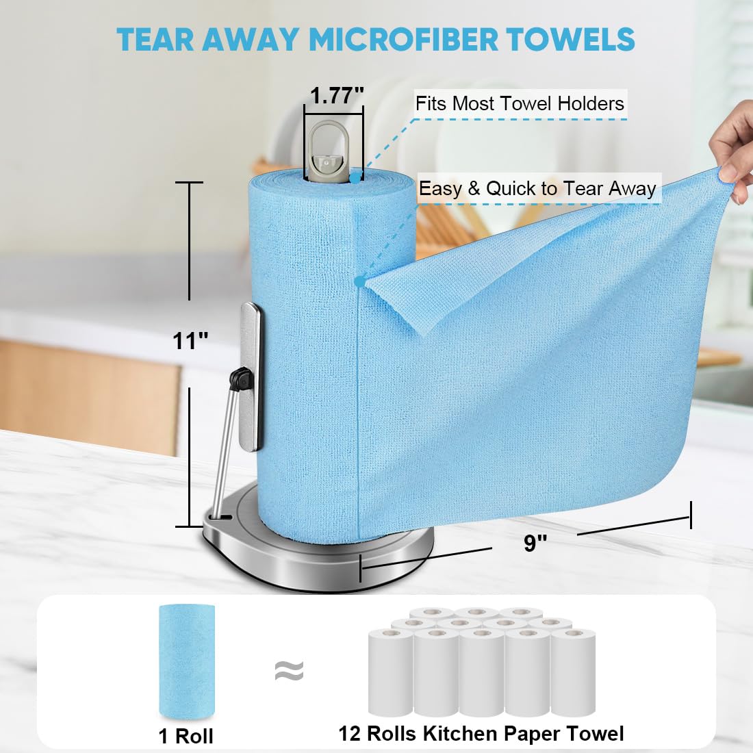 Microfiber Cleaning Cloth Roll 165 Sheets 3 Roll (165 Count)