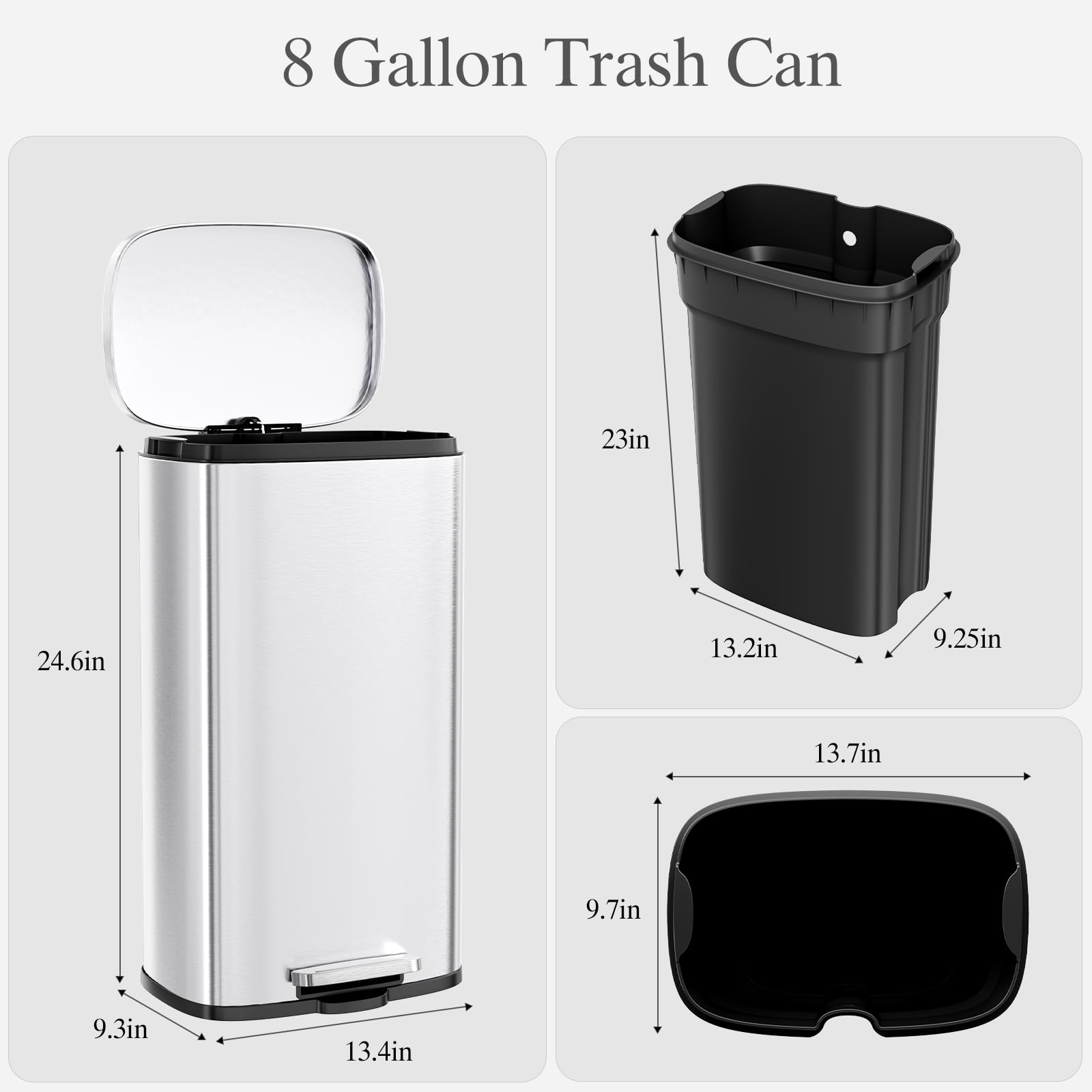 8 Gallon 30L Step Kitchen Trash Can