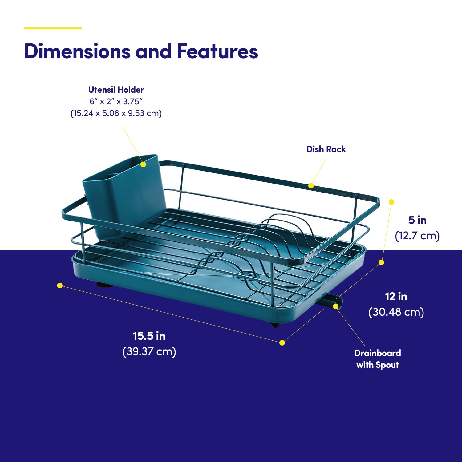 Dish Drying Rack 3 Piece Dish Drainer with Drainboard Set for Kitchen Counter