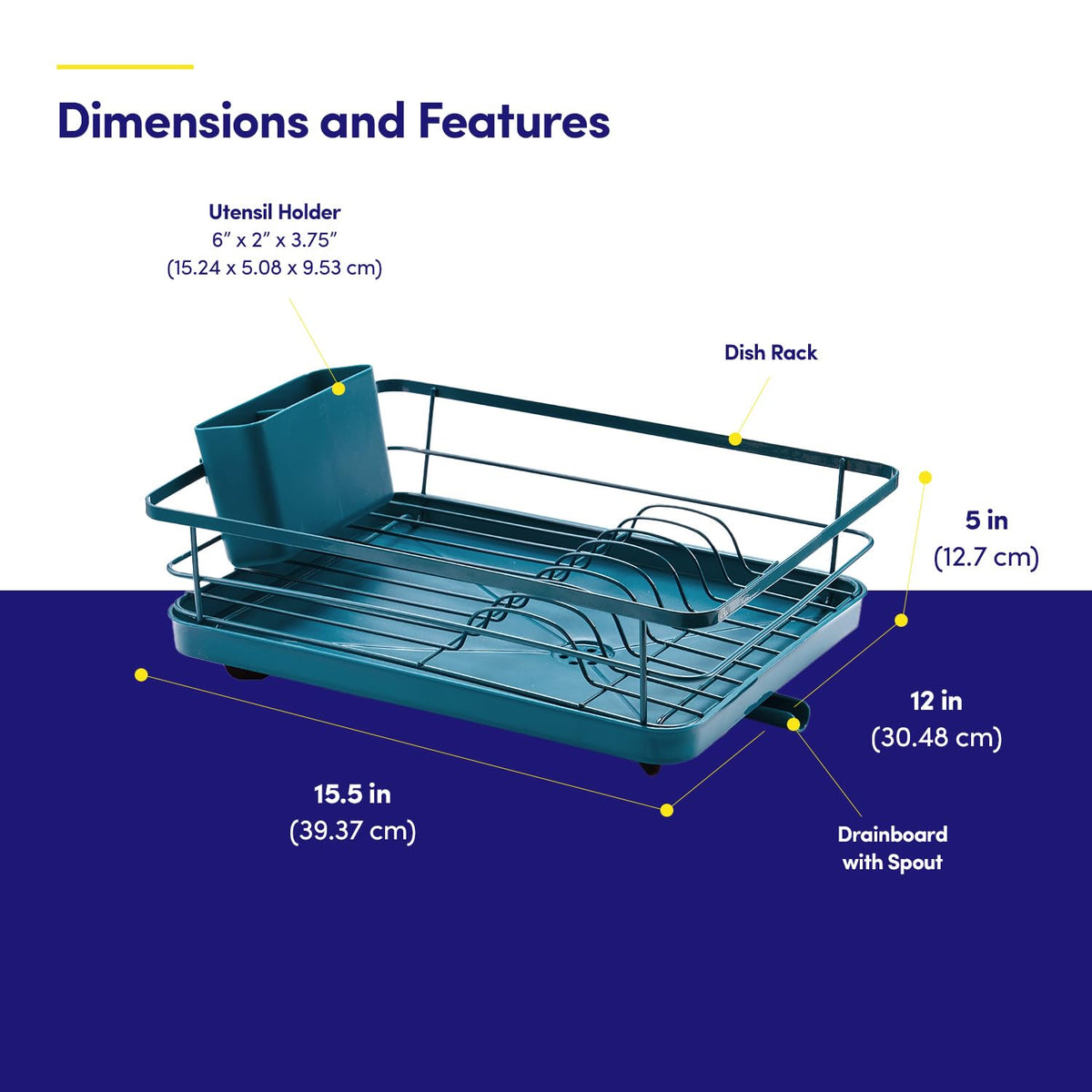 Dish Drying Rack 3 Piece Dish Drainer with Drainboard Set for Kitchen Counter
