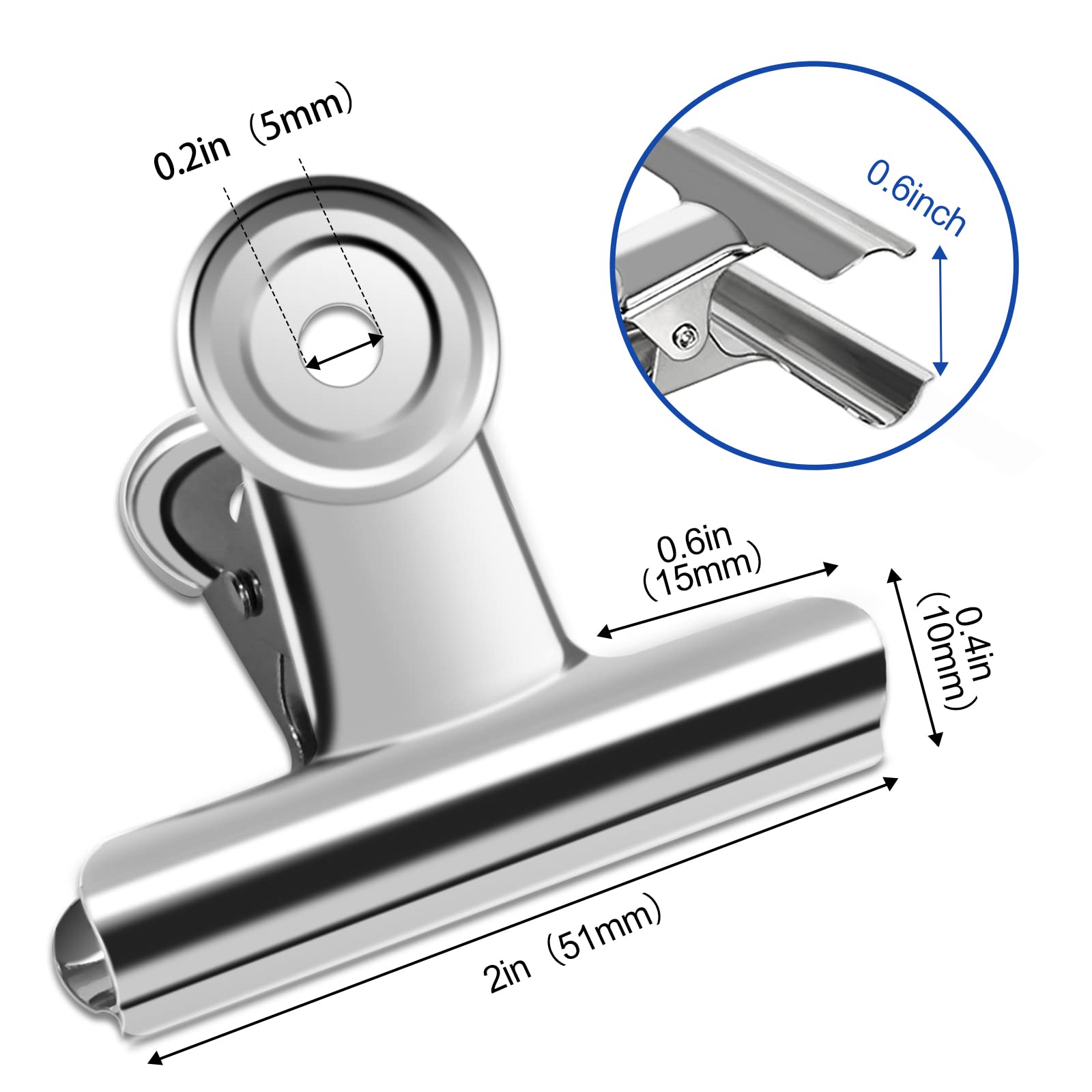 20 Pack Large Metal Hinge Clips 2 Inches Bull Hinge Paper Clips for Crafts (20 Count)