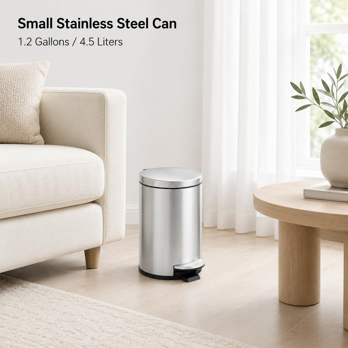 Small Bathroom Trash Can with Lid Soft Close