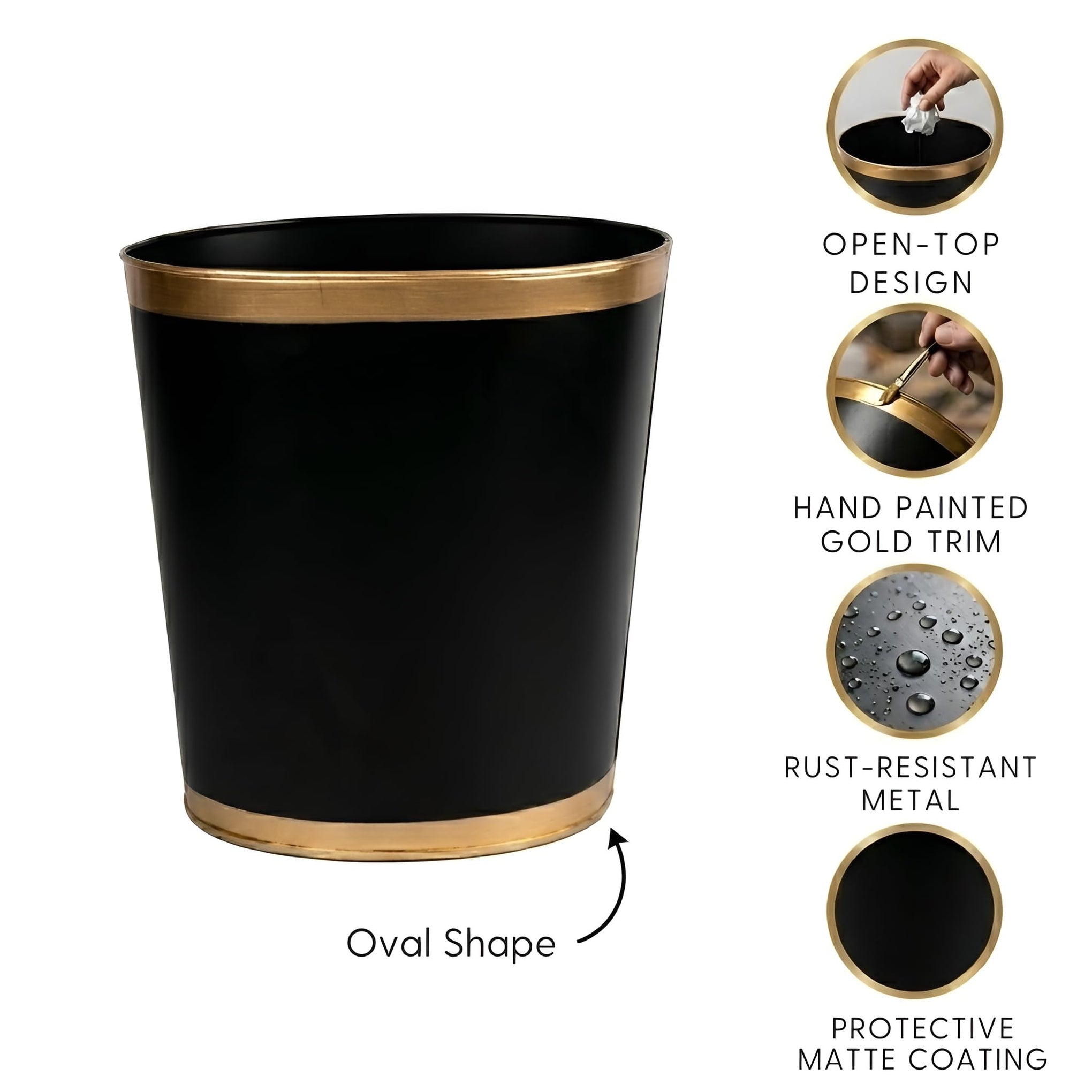 Jaye’s Studio Matte Black Waste Basket For Bathroom