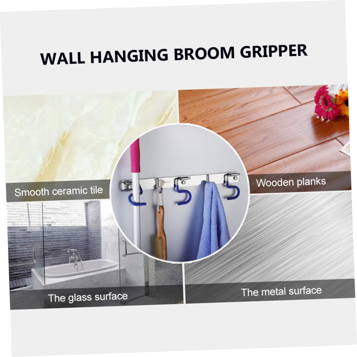 Stainless Steel Mop and Broom Holder Wall