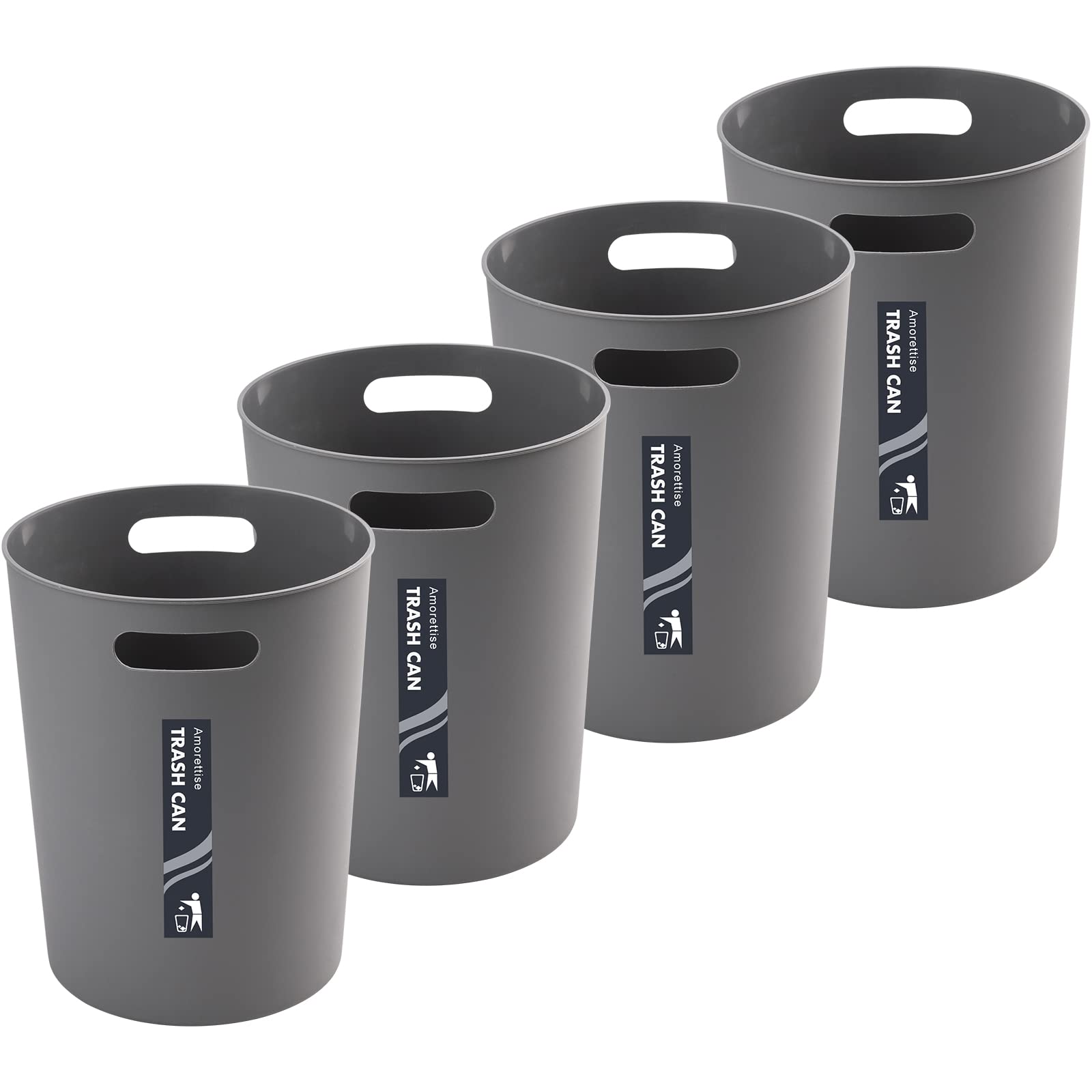 4 Pack Small Trash Can 3 Gallon Garbage Can Bathroom Bedroom Kitchen Grey (4 Count)