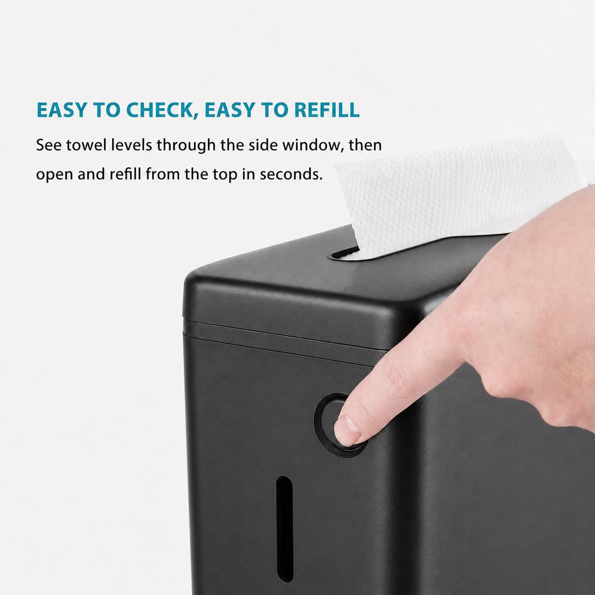 Multifold Paper Towel Dispenser Countertop Black Wide Design Large Capacity