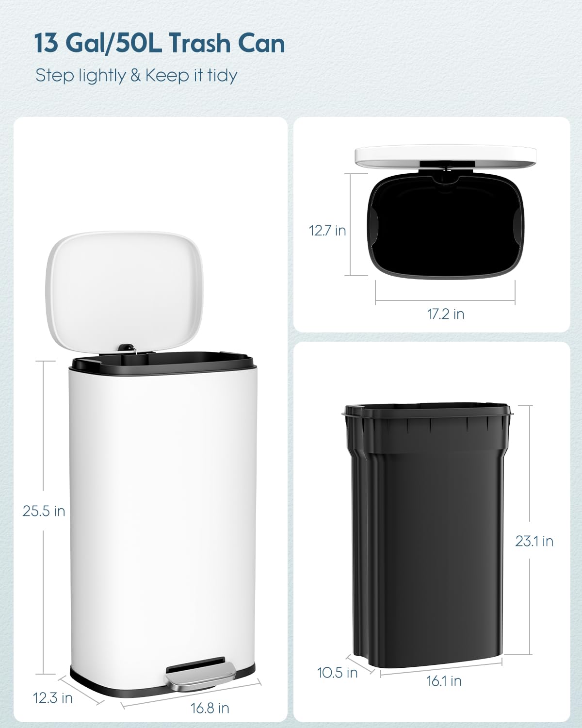 13.2 Gal Step Kitchen Trash Can