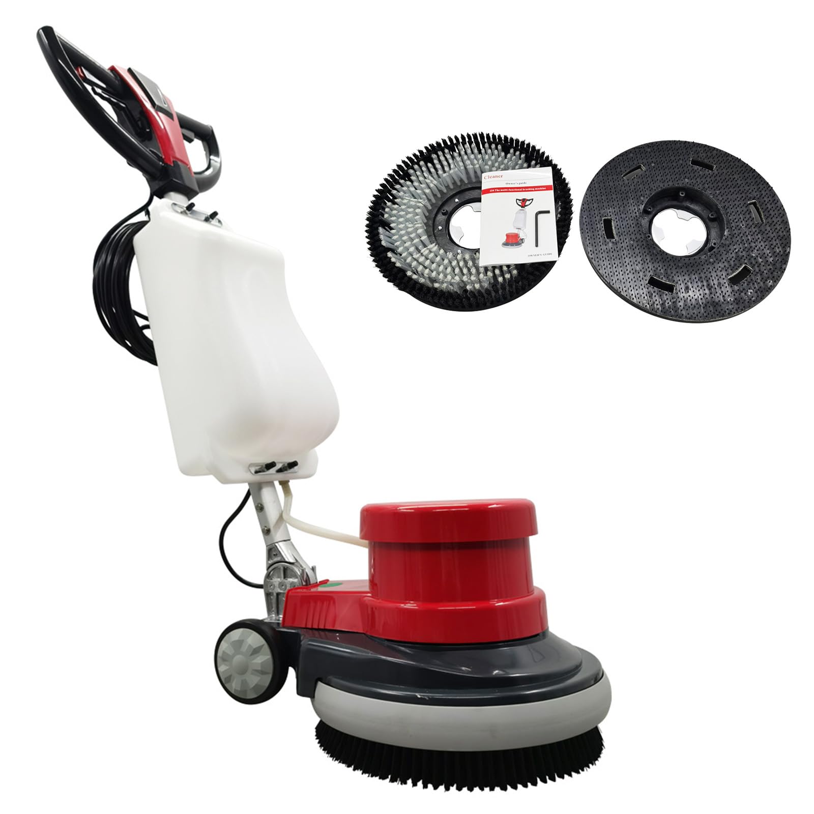 110V 17" Floor Scrubber Buffer Heavy Duty Polisher Machine Polished Waxed Refurbished Tile Scrubber Cleaner Wood Marble Cement Pavement Epoxy Rubber Carpet