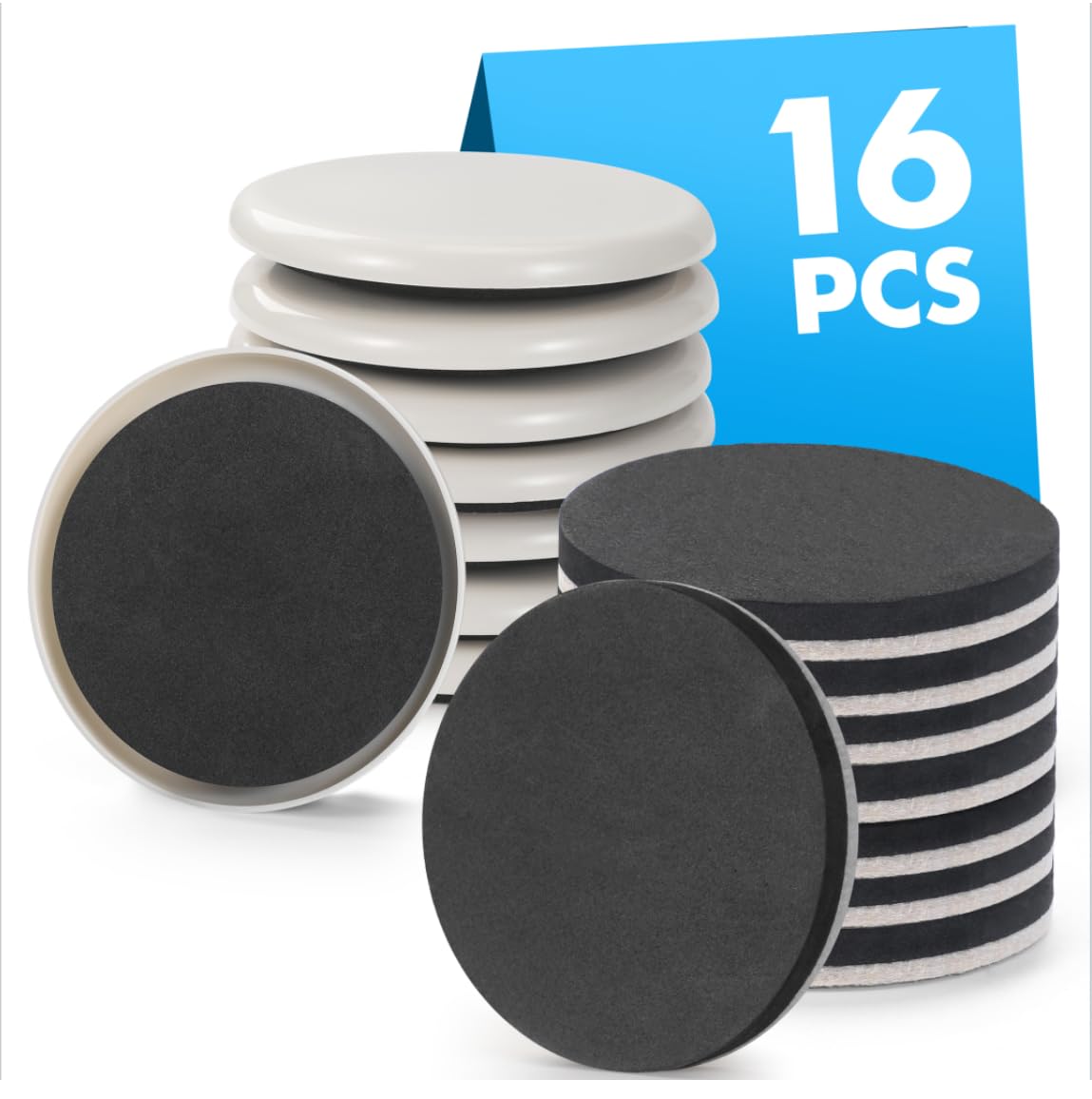 16 Pack Furniture Sliders for Hardwood Floors & Carpet