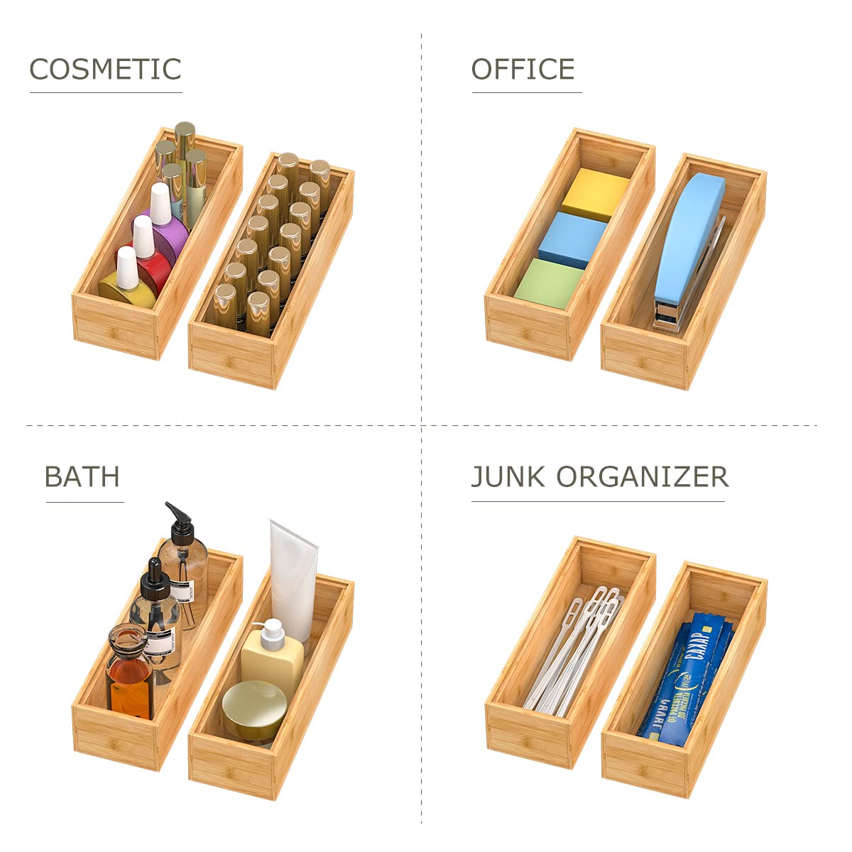 Bamboo Kitchen Drawer Organizer 9"x 3" (2 Count)