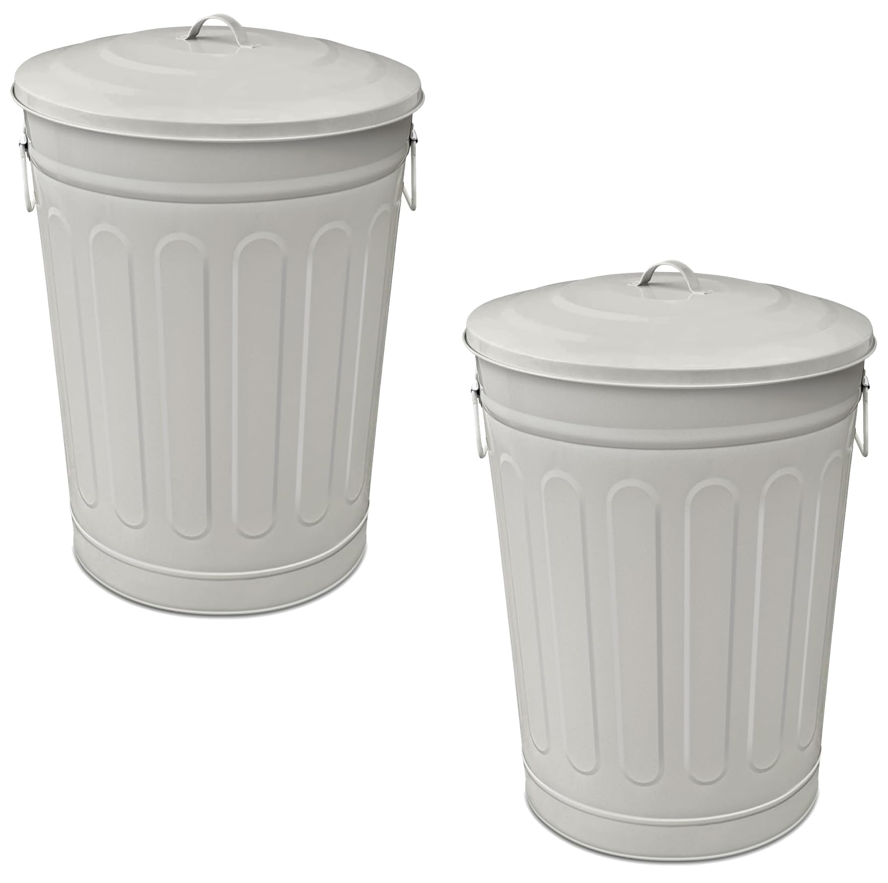 13 Gallon Metal Trash Can with Lid Outdoor Vintage Trash Can Steel Retro Garbage Can for Kitchen Farmhouse Rustic Bird Seed Storage Pet Food Cute Bucket (2 Count)