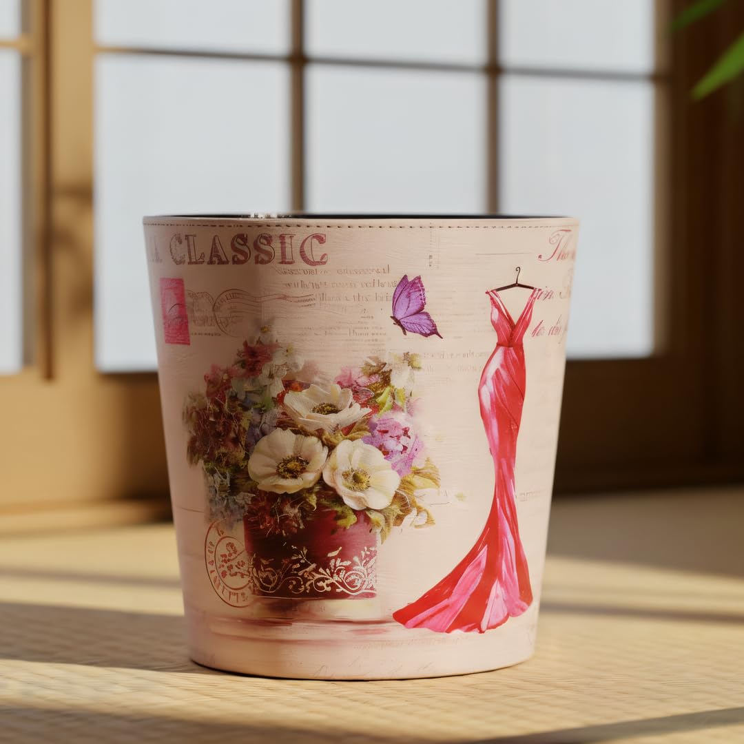 PU Leather Small Trash Can Wastebasket