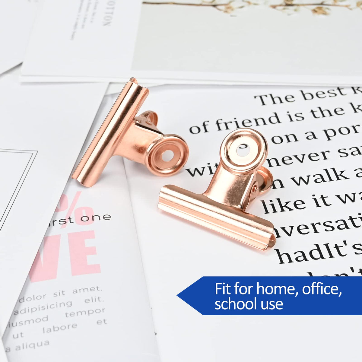 30 Pack Small Rose Gold Bull Clips (30 Count)