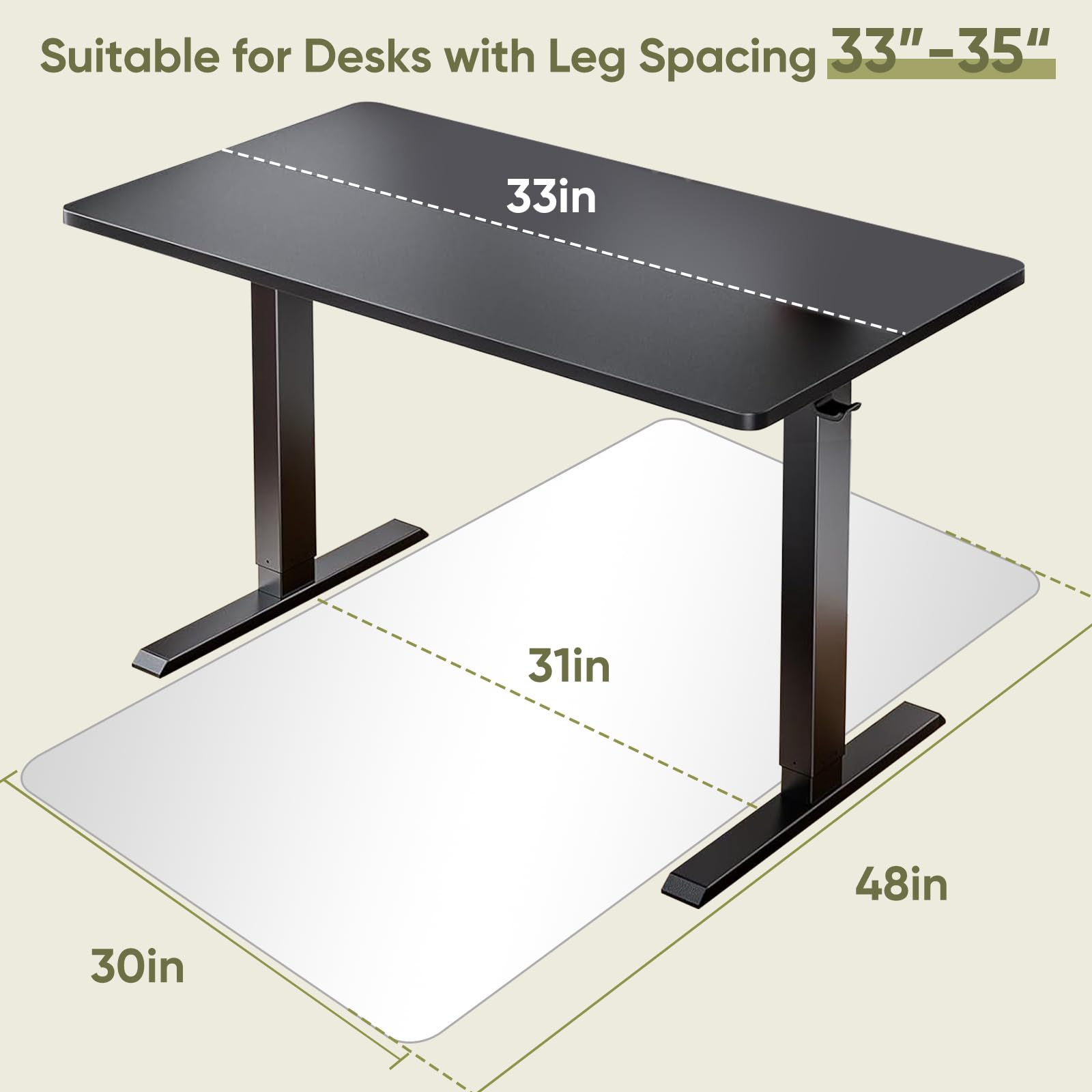 30"x48" Tempered Glass Chair Mat for Carpet & Hardwood Floors