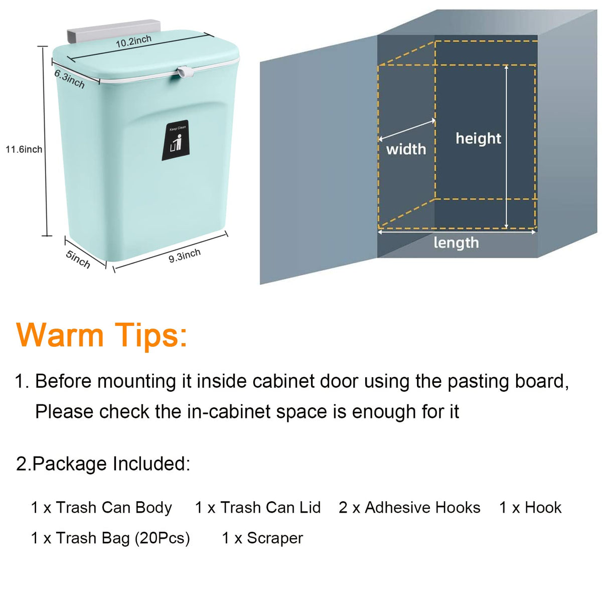 2.4 Gallon Kitchen Compost Bin for Counter Top or Under Sink