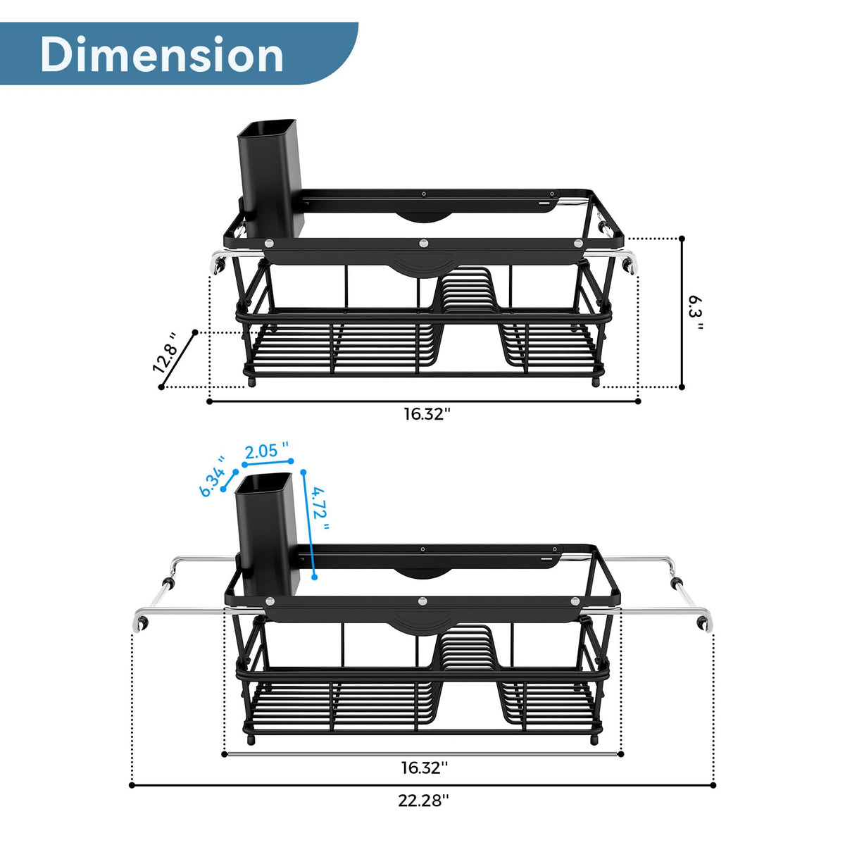 Dish Drying Rack in Sink with Utensil Holder