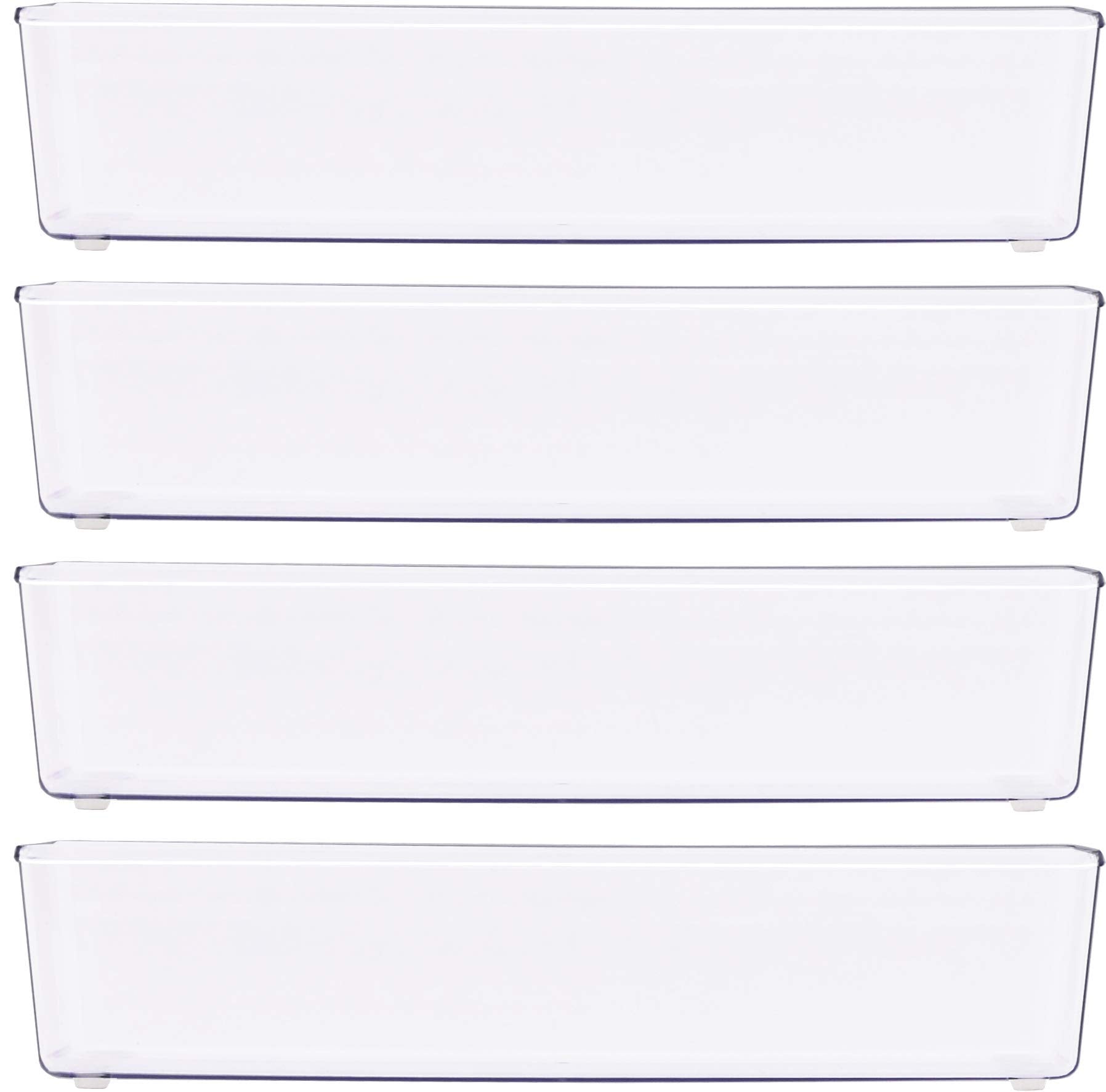 Clear Drawer Organizer for Office Bin Desk Storage (4 Count)