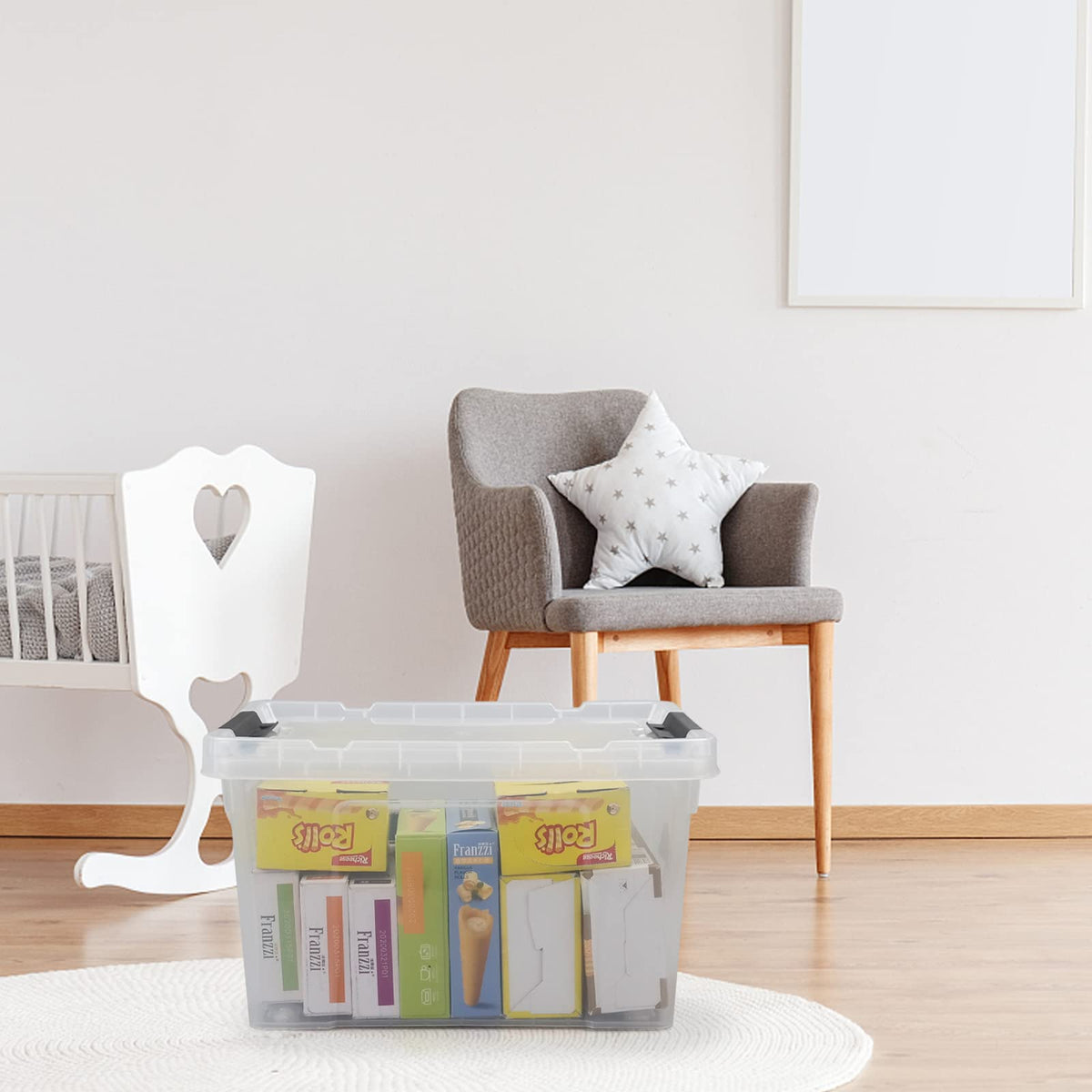 22 Qt Clear Plastic Storage Container Bin with Lid and Wheel (6 Count)