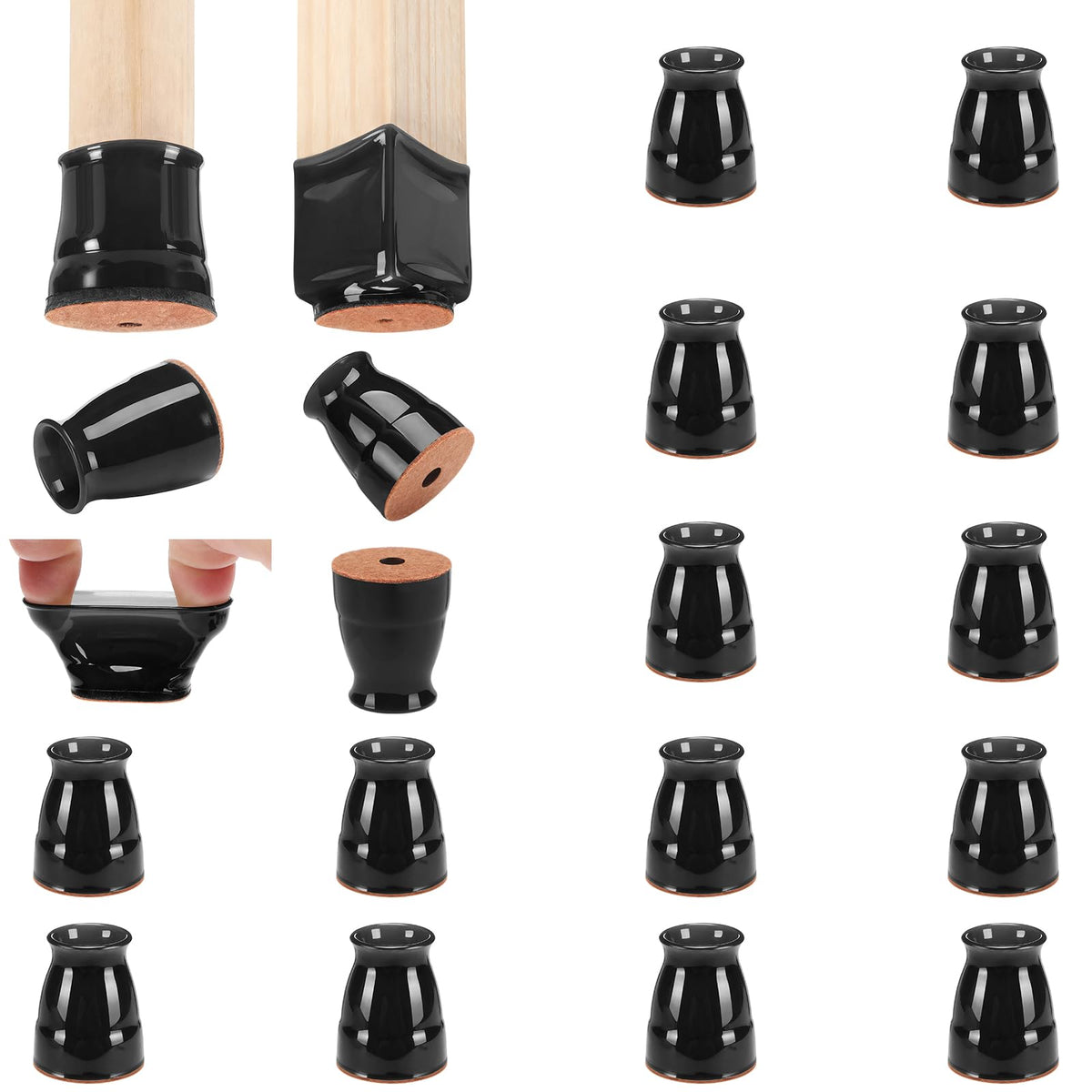 16 Pack Extra Small Chair Leg Floor Protectors for Hardwood Floors (16 Count)