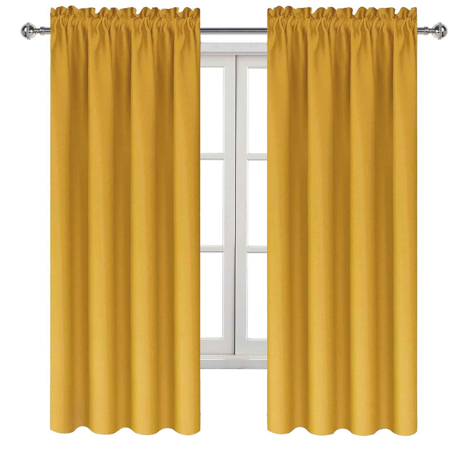 Blackout Curtains for Bedroom Living Room 42 x 63 Inch Long Yellow