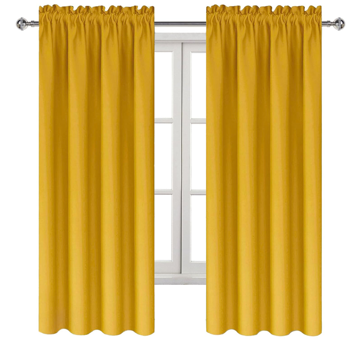 Blackout Curtains for Bedroom Living Room 42 x 72 Inch Long Yellow (2 Count)