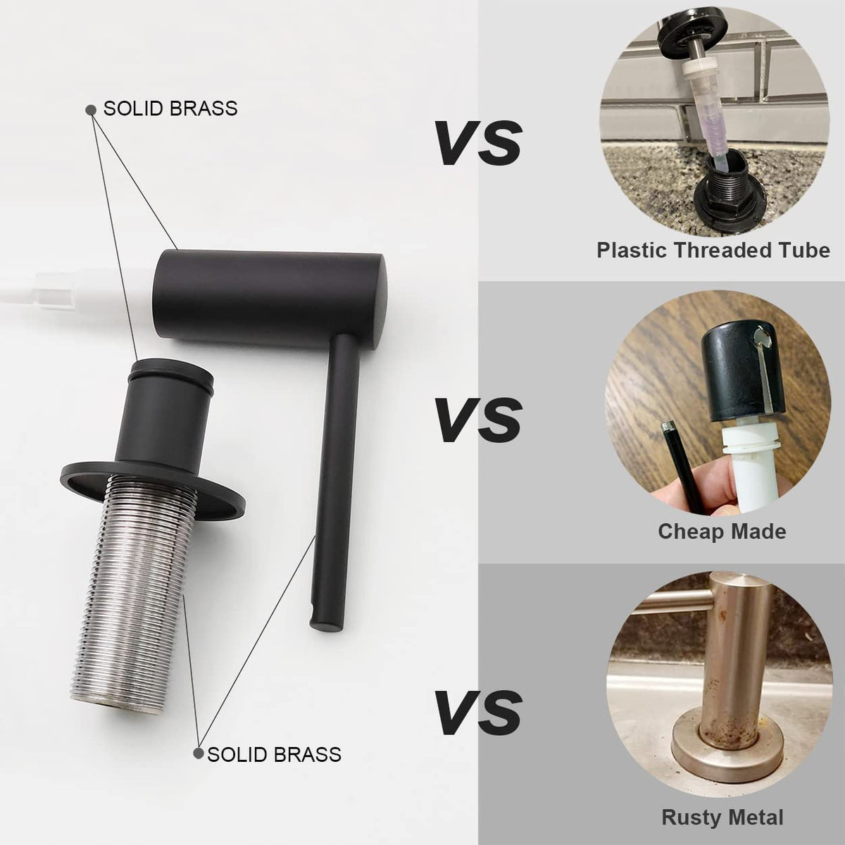 Matte Black Built in Dish Soap Dispenser for Kitchen Sink