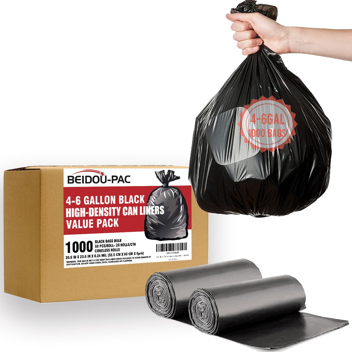 4 6 Gallon Trash Bags (1000 Count)
