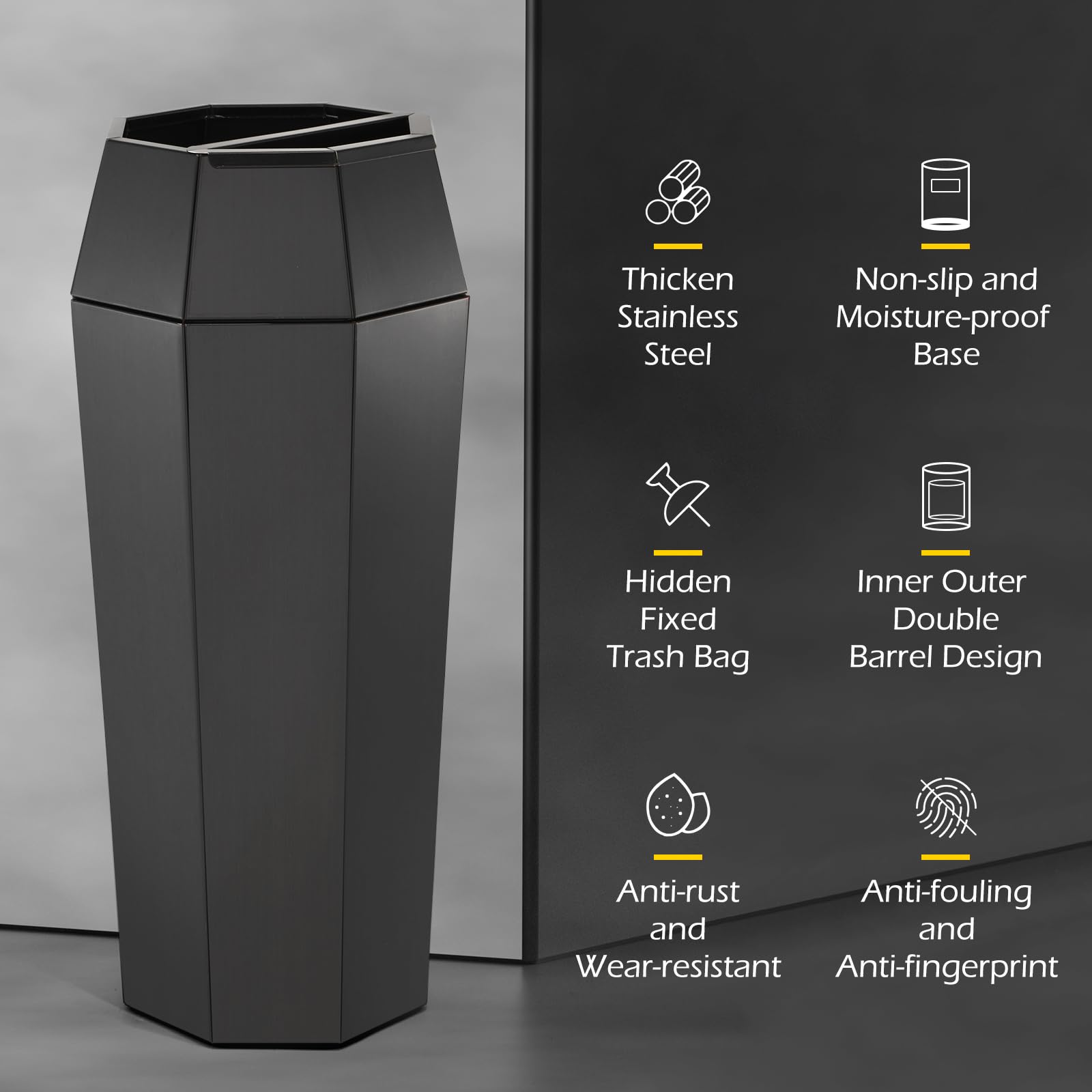Commercial Trash Can Large Stainless Steel Garbage Can with Lid