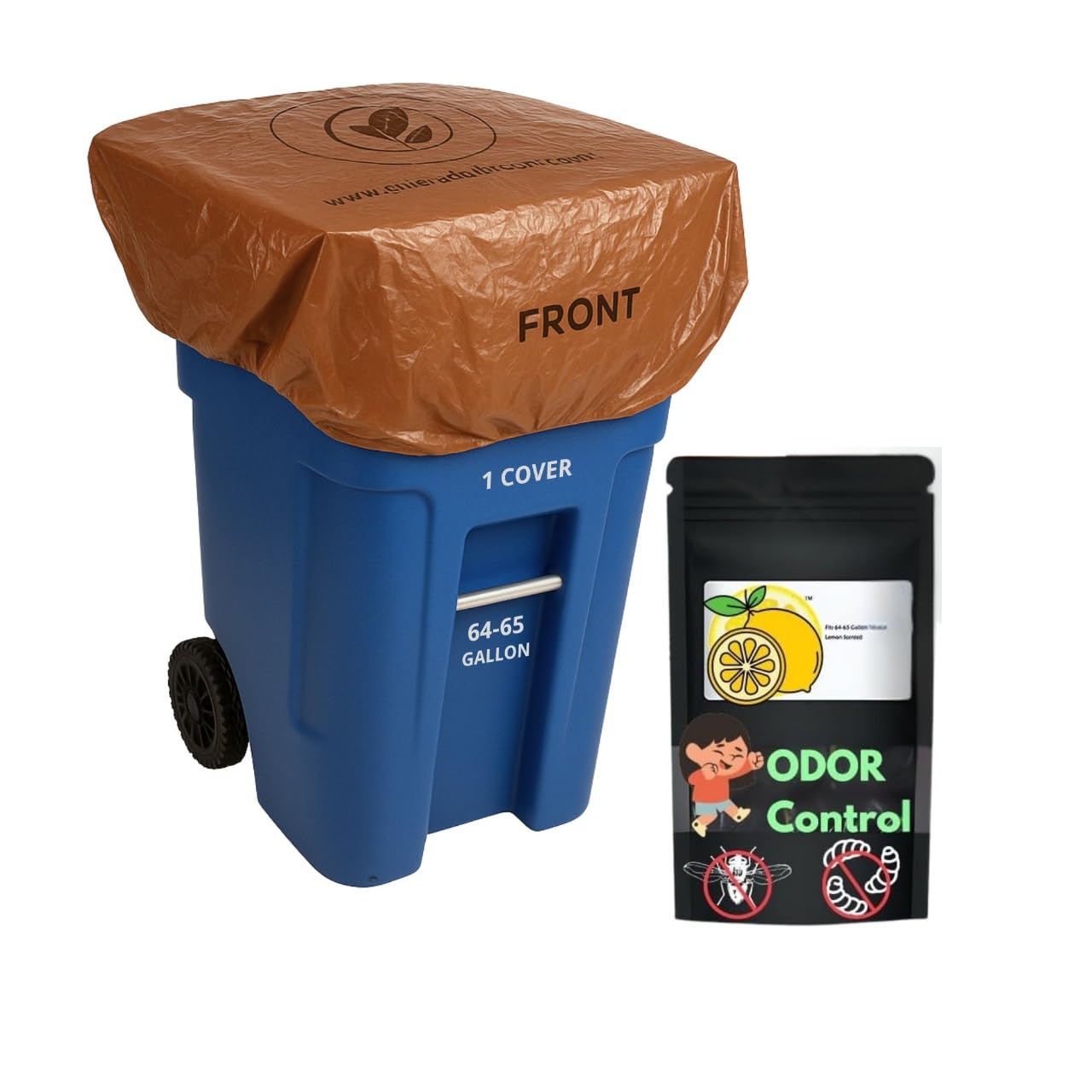 Trash Can Smell Eliminator Cover Odor Eliminating Bag Lemon Scented Durable Chemical Free 45 Gallon 3 Pack (3 Count)