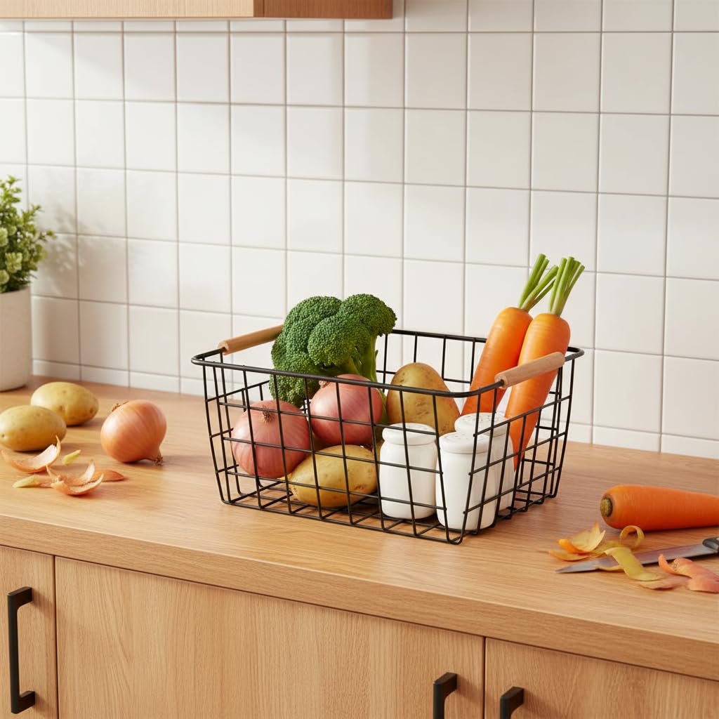 Metal Black Wire Basket (4 Count)
