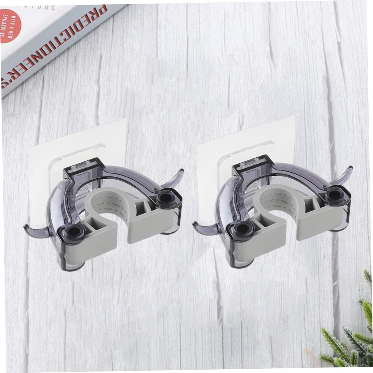 2pcs Mop Holder Wall Mount Broom Organizer Broom Hanger Clip Mop Hook Seamless Hook Home Kitchen Bathroom Organizer