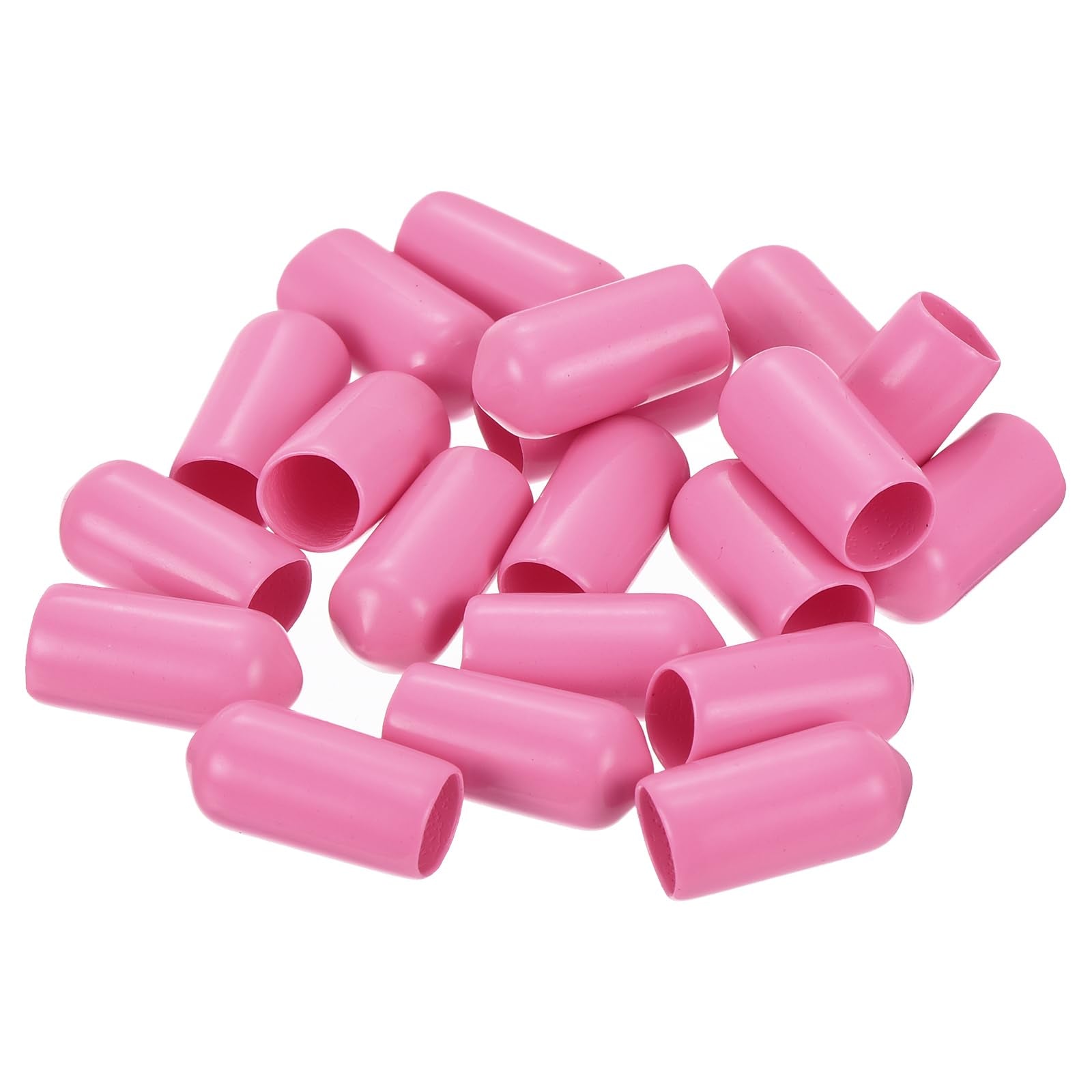 20pcs Rubber End Caps 7mm ID Vinyl PVC Round Tube Bolt Cap Cover Screw Thread Protectors Pink