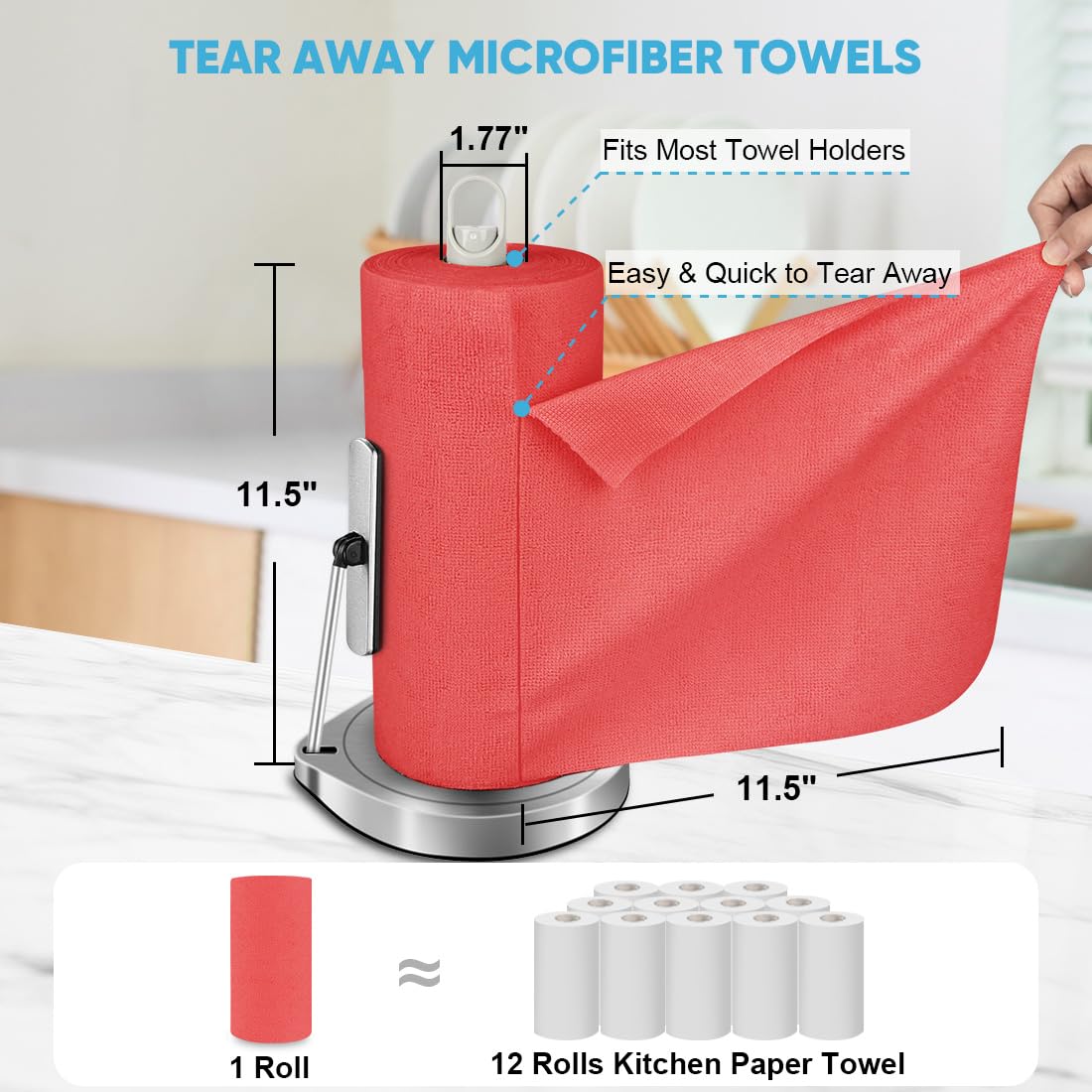 Red Microfiber Cleaning Cloth Roll (75 Count)
