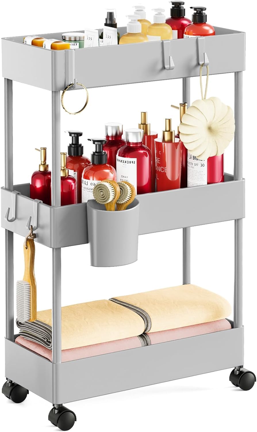 3 Tier Slim Storage Cart with Wheels