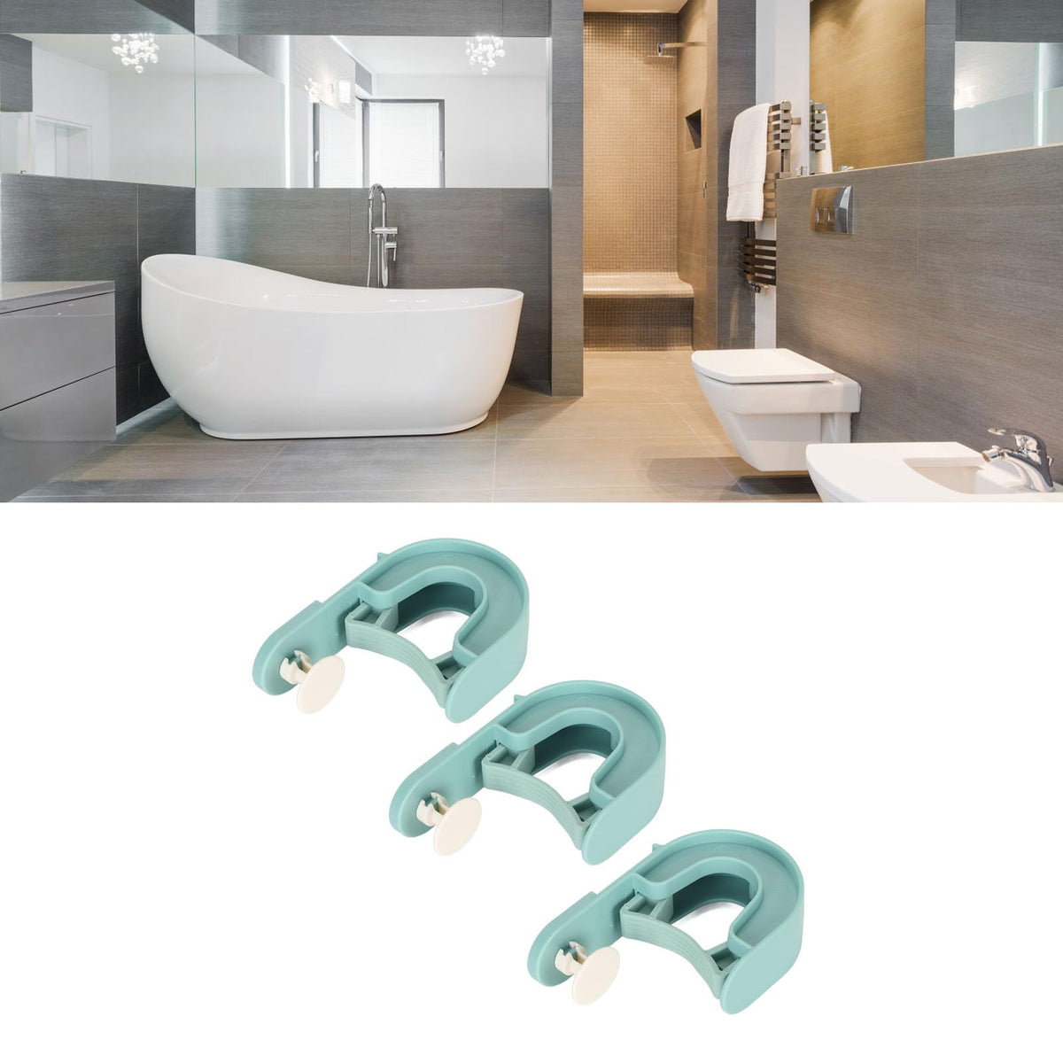 3Pcs Broom Mop Holder Self Adhesive Prevent Slip Multipurpose Wall Mount Mop Grippers for Home Bathroom Kitchen Garden Garage