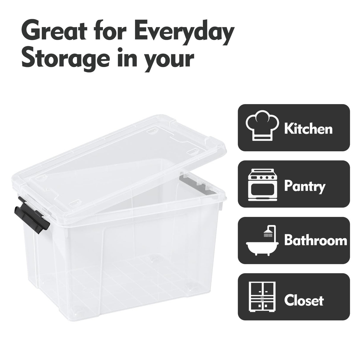 Plastic Storage Bins with Lids (4 Count)