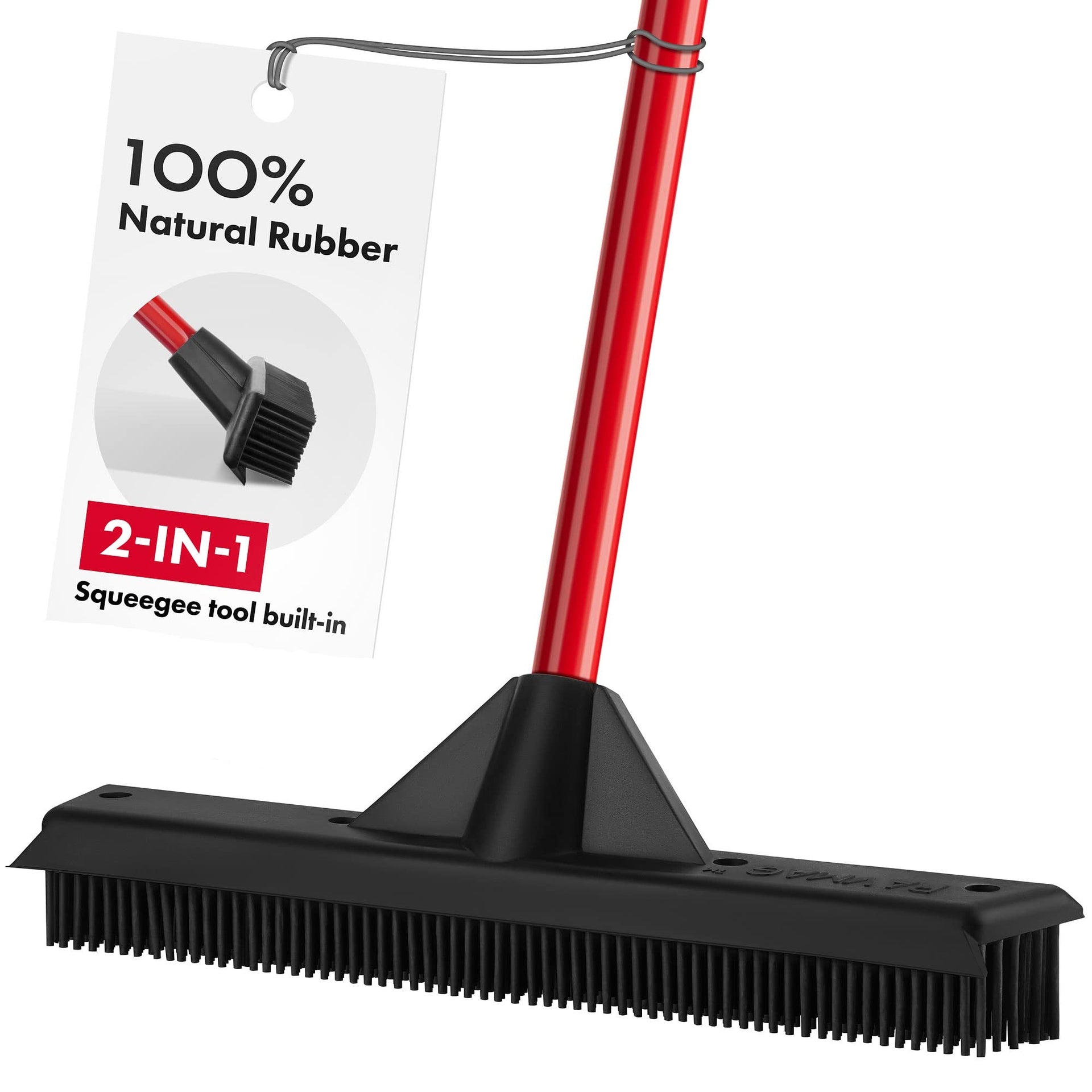 Pet Hair Remover Rubber Broom with Built in Squeegee
