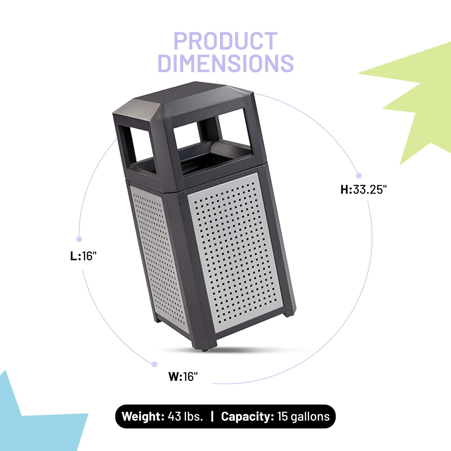 Evos Commercial Steel Indoor Outdoor Trash Can
