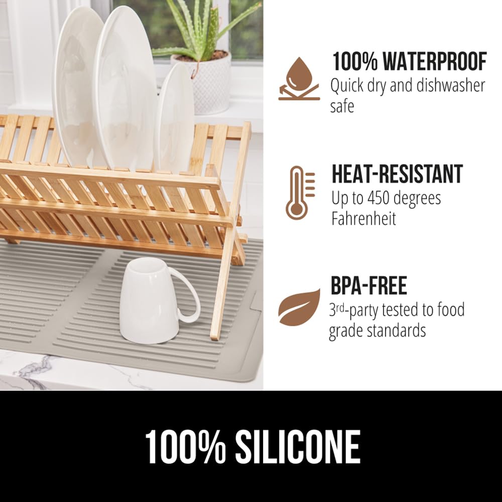 100% BPA Free Patented Silicone Dish Drying Mat for Kitchen Counter