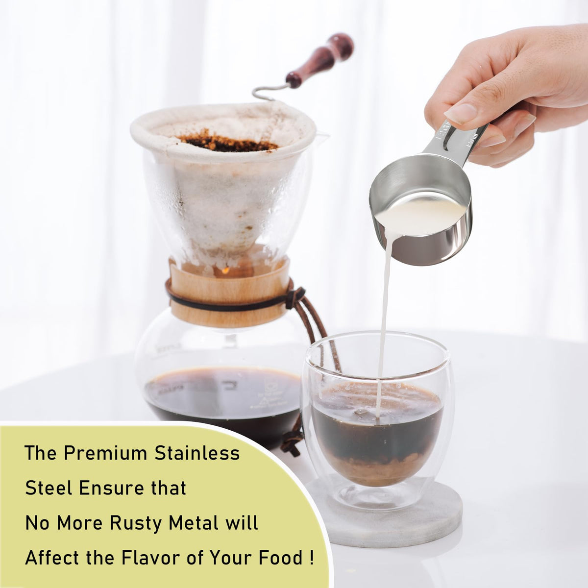 2PCS 1/2CUP(120ml, 4oz) Measuring Cup, 18/8 Stainless Steel Measure Scoop