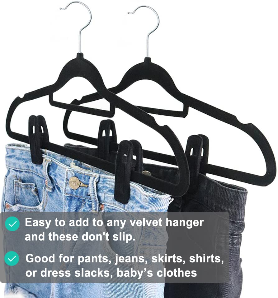 Black Velvet Hangers Clips 20 PCS (20 Count)
