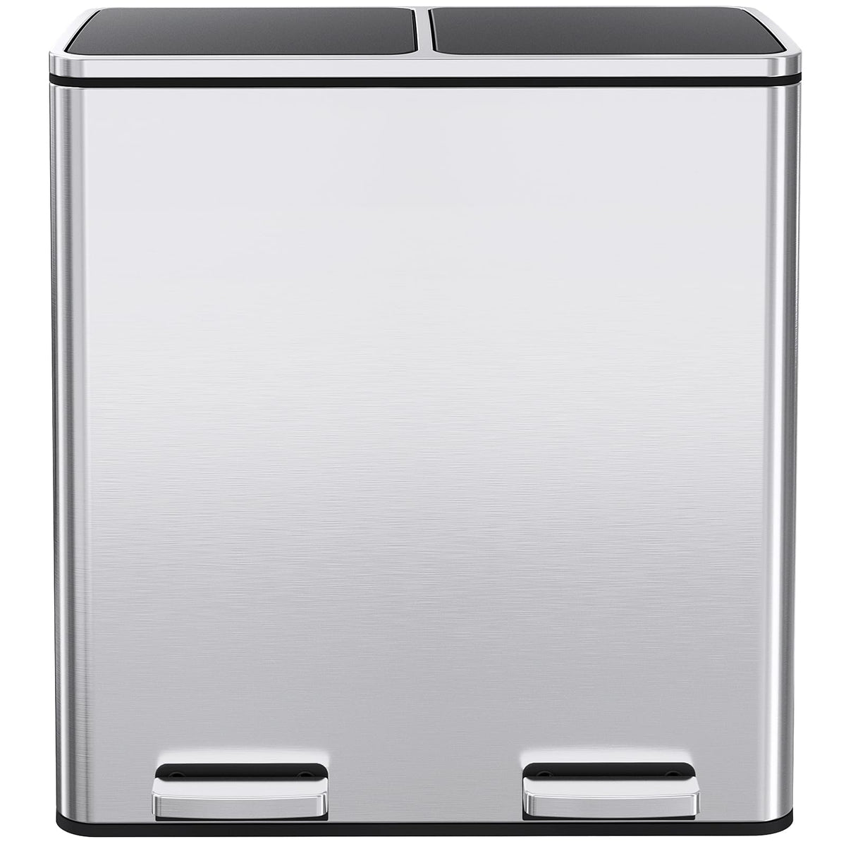 60L(16 Gal) Dual Trash Can, Stainless Steel Kitchen Garbage Can