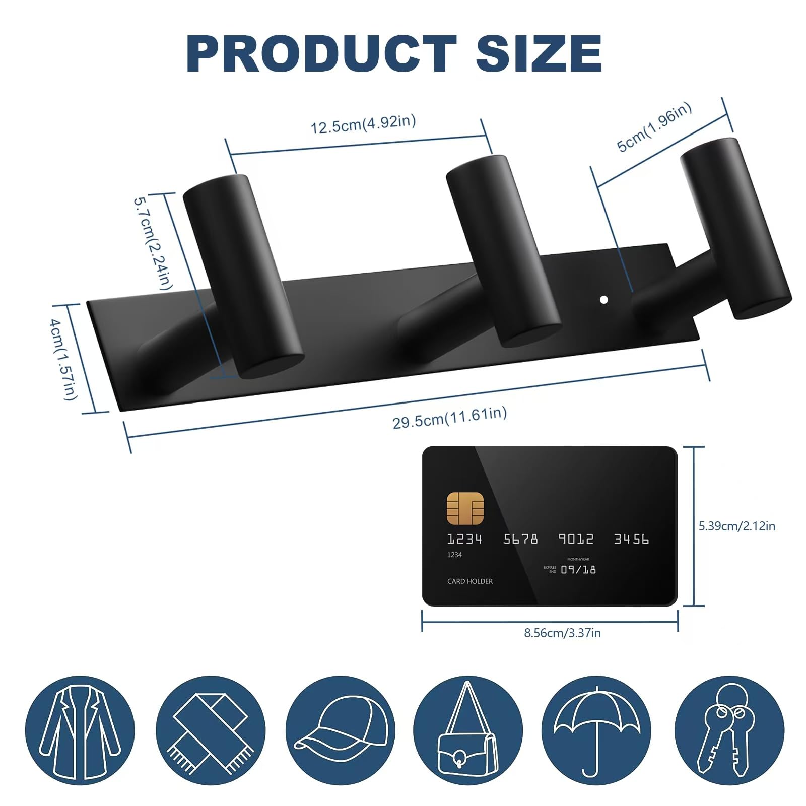 Black Hat and Coat Wall Mount Rack (2 Count)