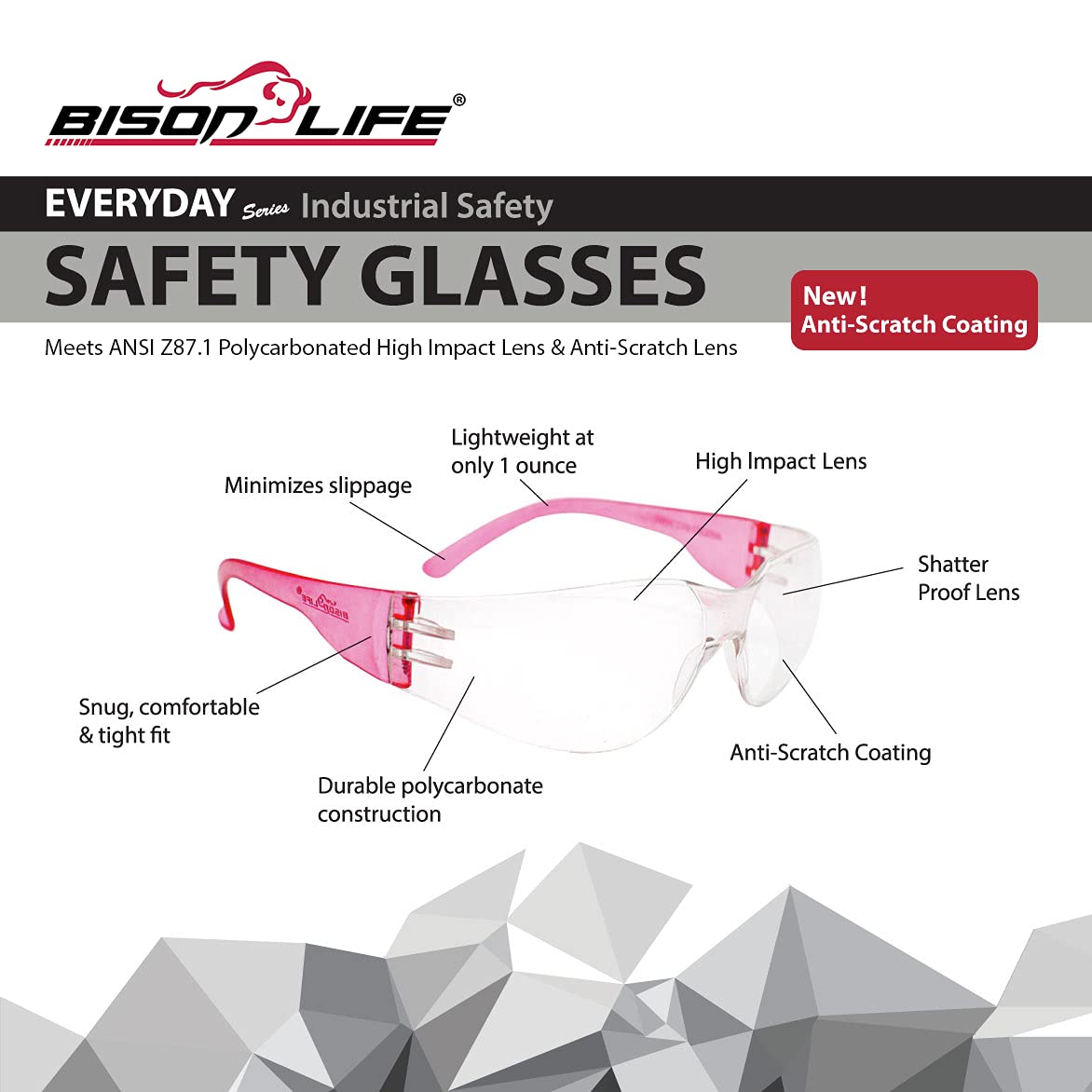 Clear Lens Pink Safety Glasses (144 Count)
