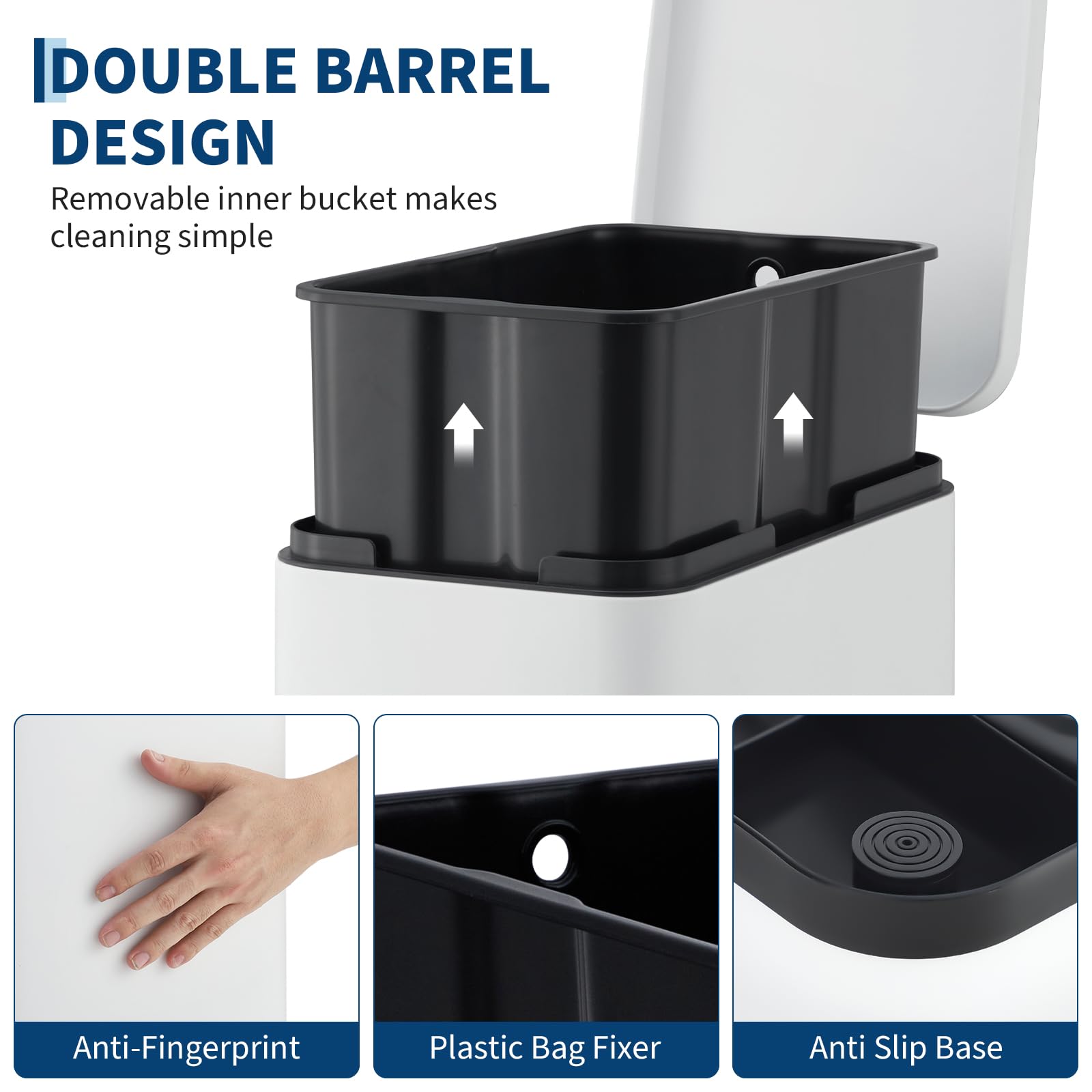13 Gal Stainless Steel Kitchen Step Trash Can