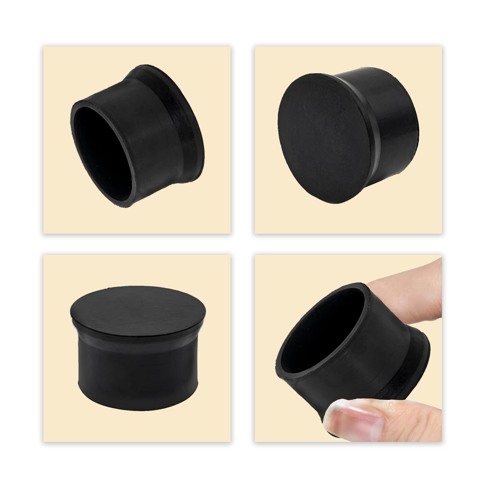 Furniture Chair Leg Caps Round Black 4PCS 50mm 2" (4 Count)