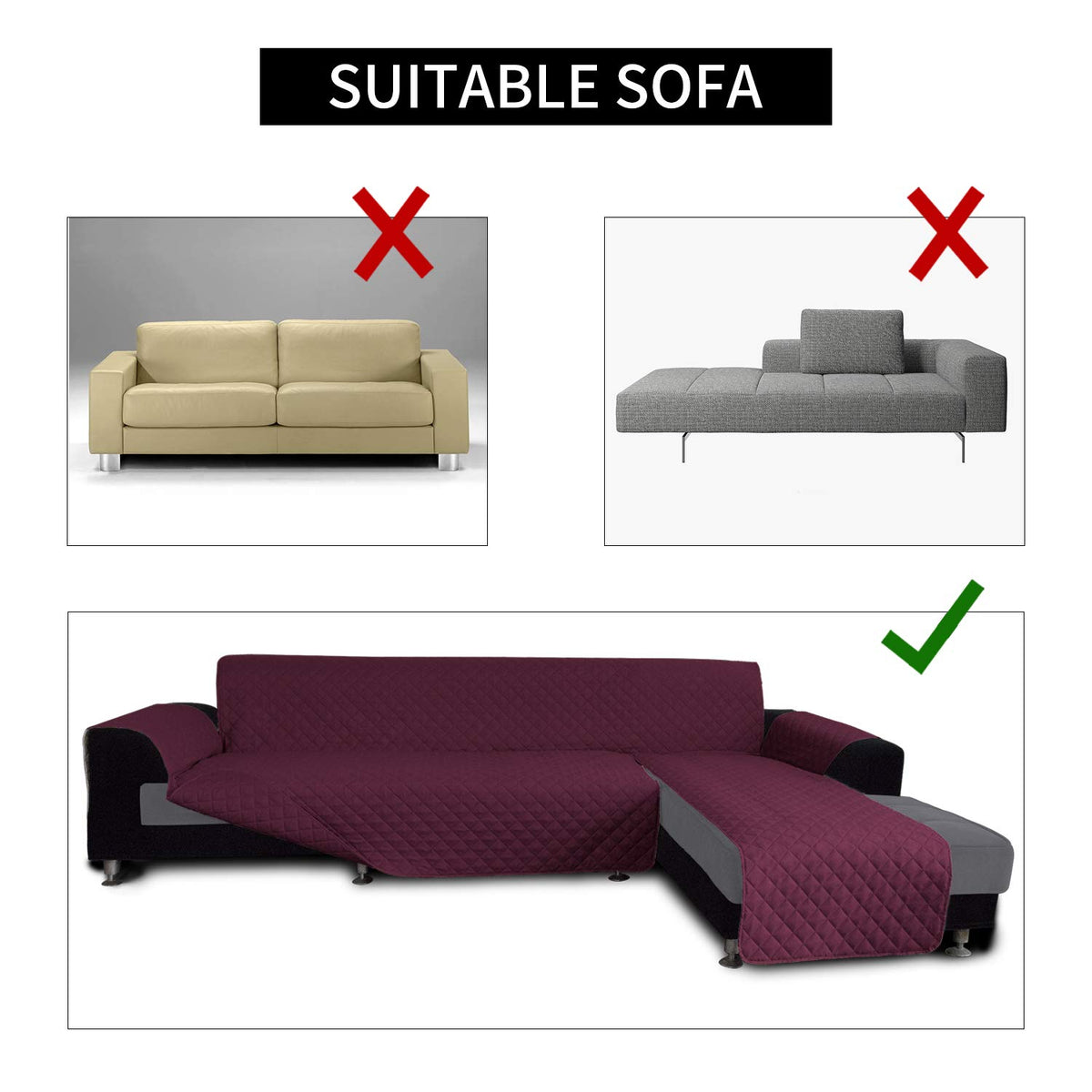 Reversible L Shape Sectional Couch Cover
