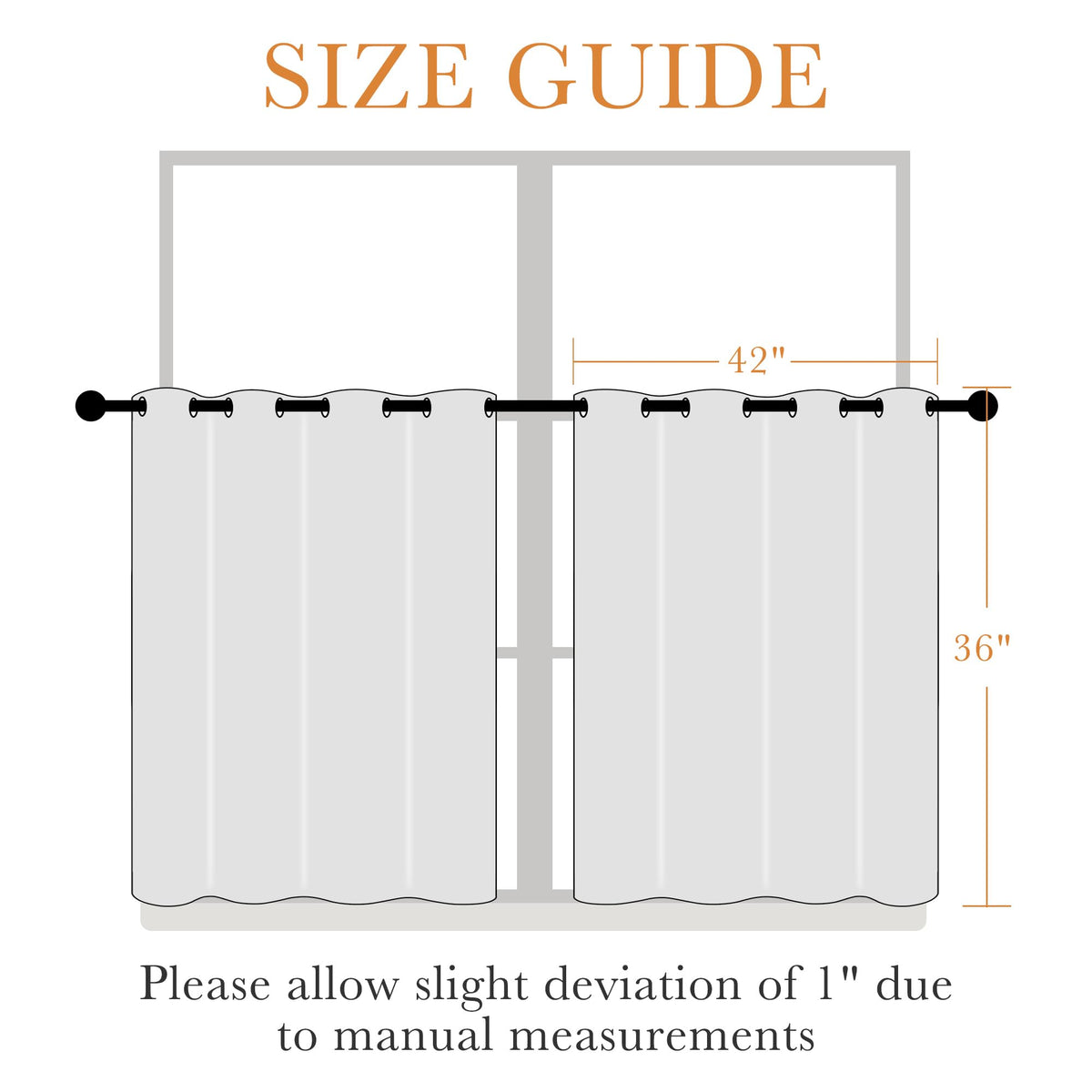 Blackout Small Curtains 36 inch 2 Panels Set (2 Count)